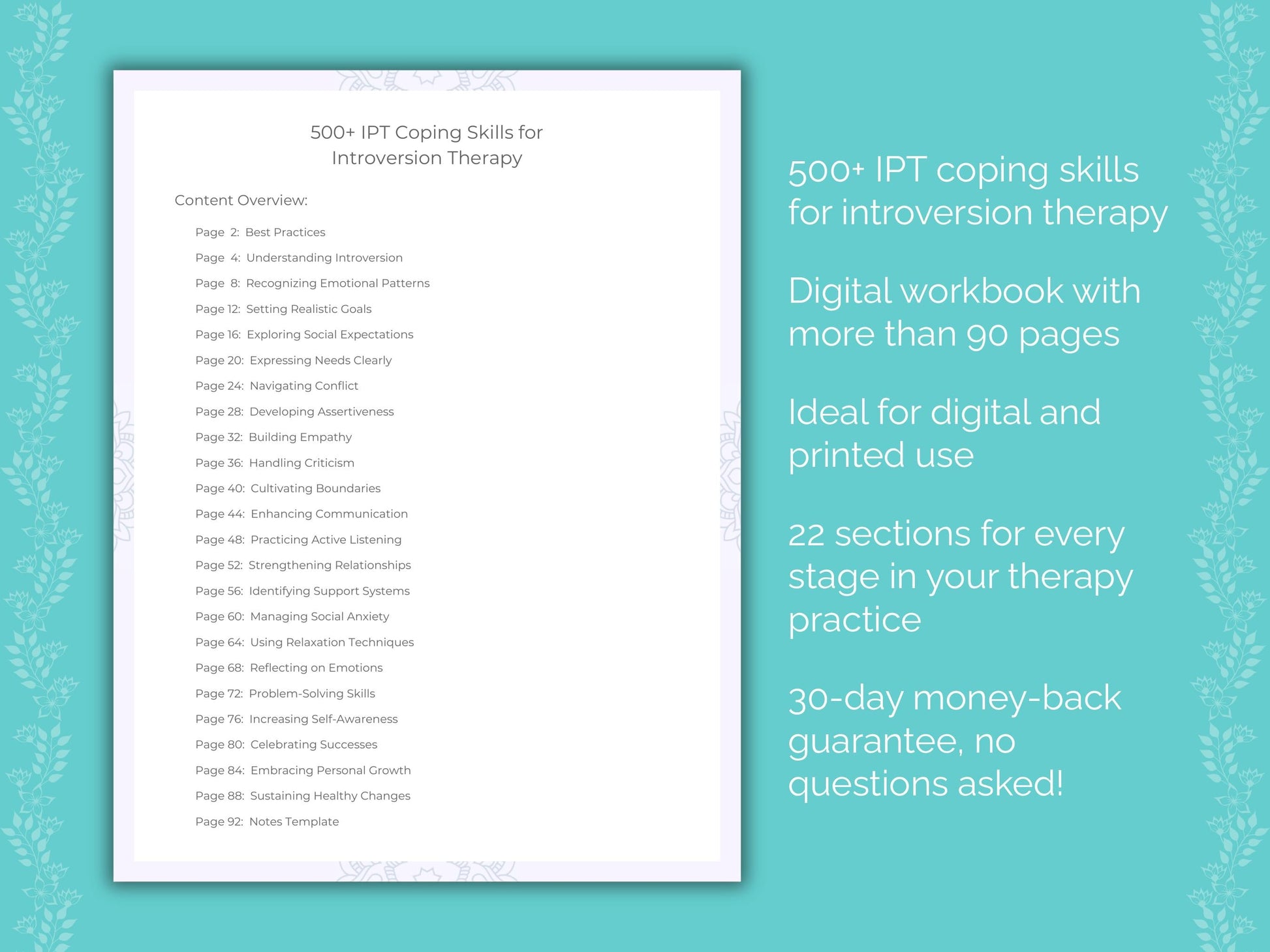 Introversion Interpersonal Therapy (IPT) Therapist Worksheets
