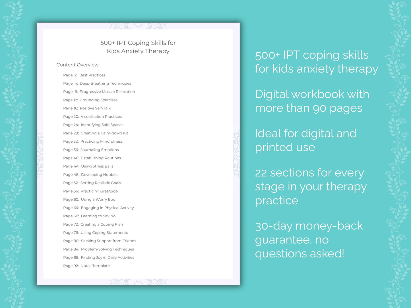 Kids Anxiety Interpersonal Therapy (IPT) Therapist Worksheets