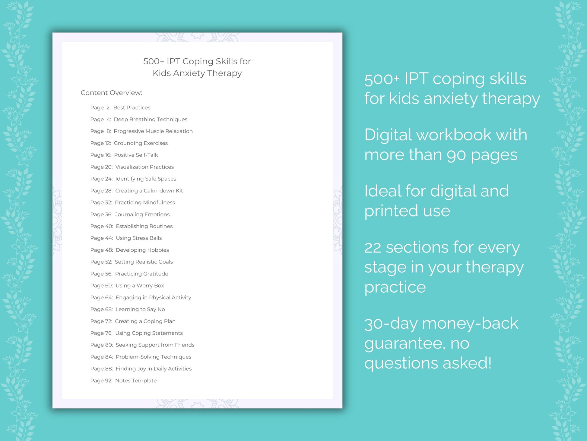 Kids Anxiety Interpersonal Therapy (IPT) Therapist Worksheets