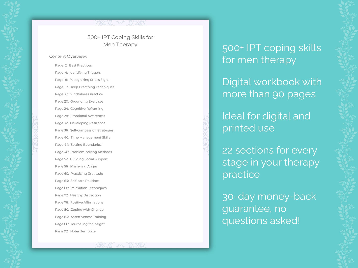 Men Interpersonal Therapy (IPT) Therapist Worksheets