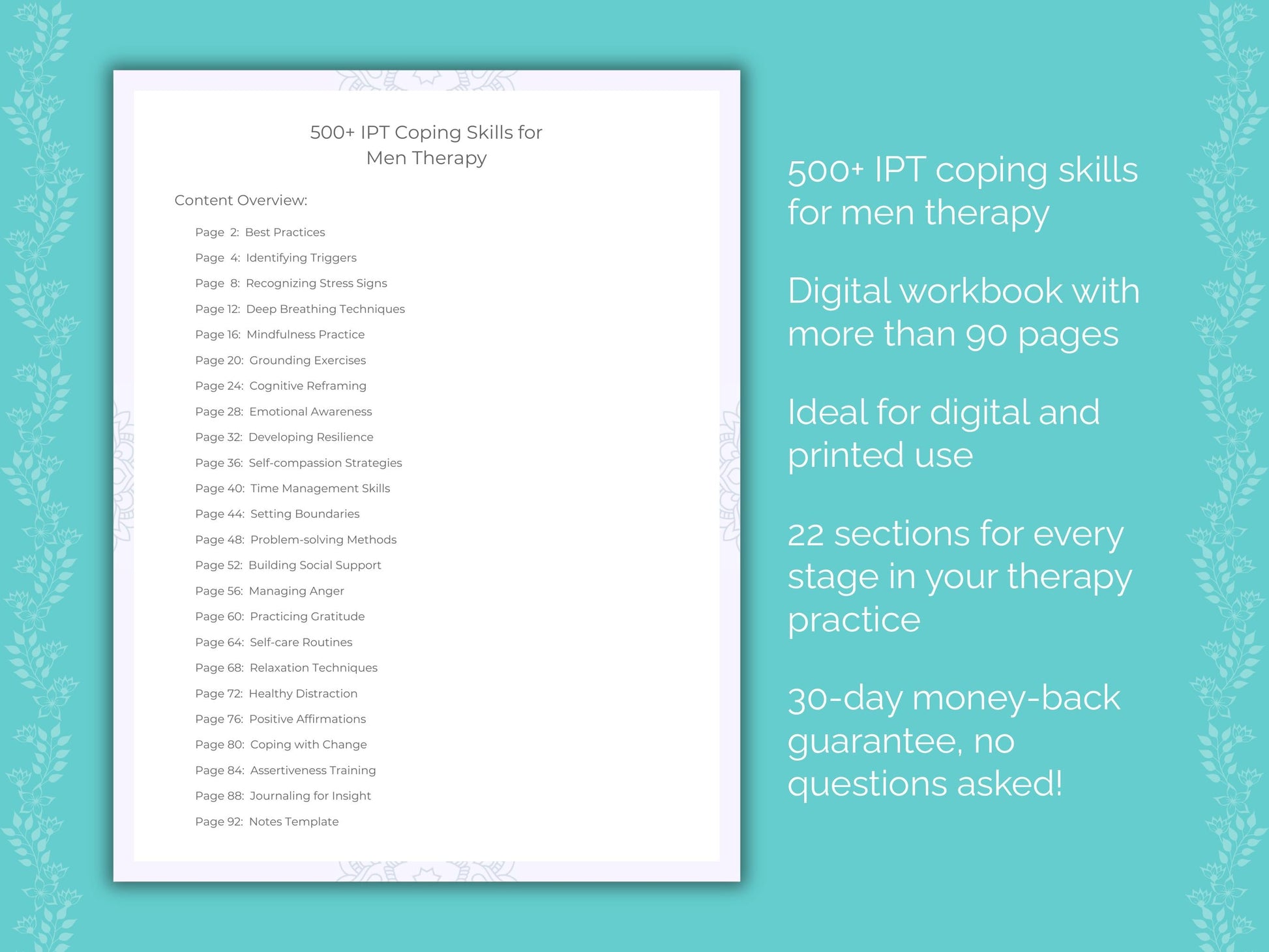 Men Interpersonal Therapy (IPT) Therapist Worksheets