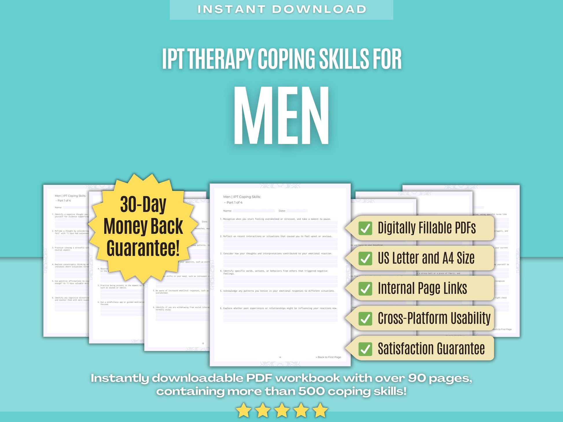 Men Interpersonal Therapy (IPT) Psychology Workbooks