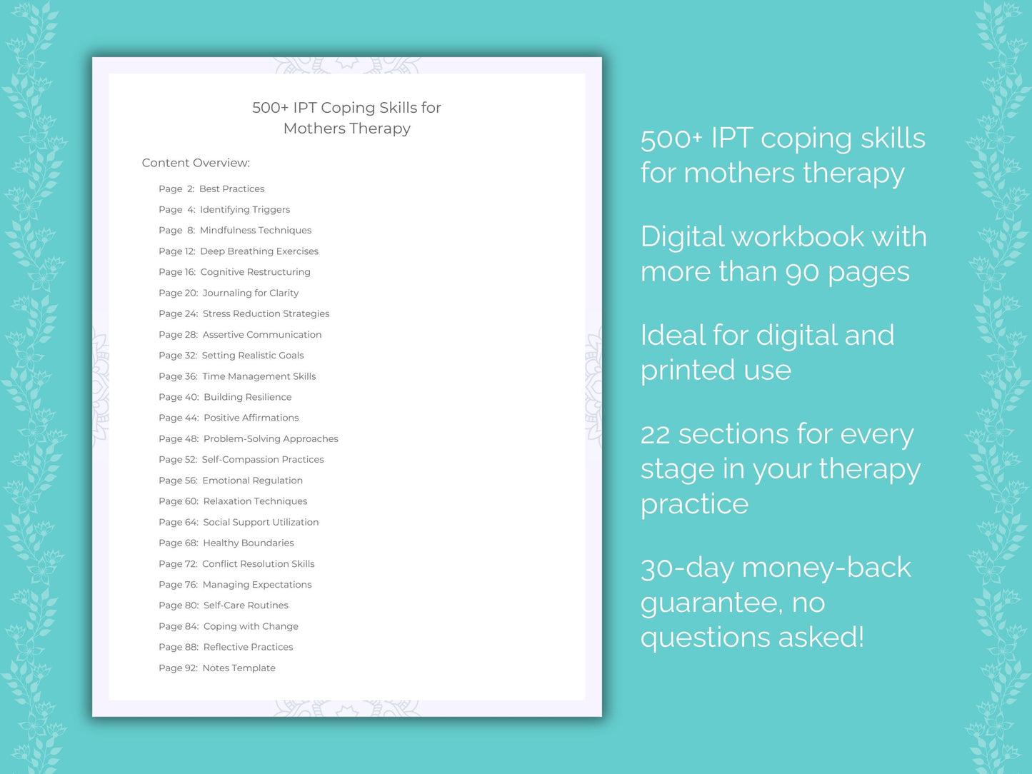 Mothers Interpersonal Therapy (IPT) Therapist Worksheets