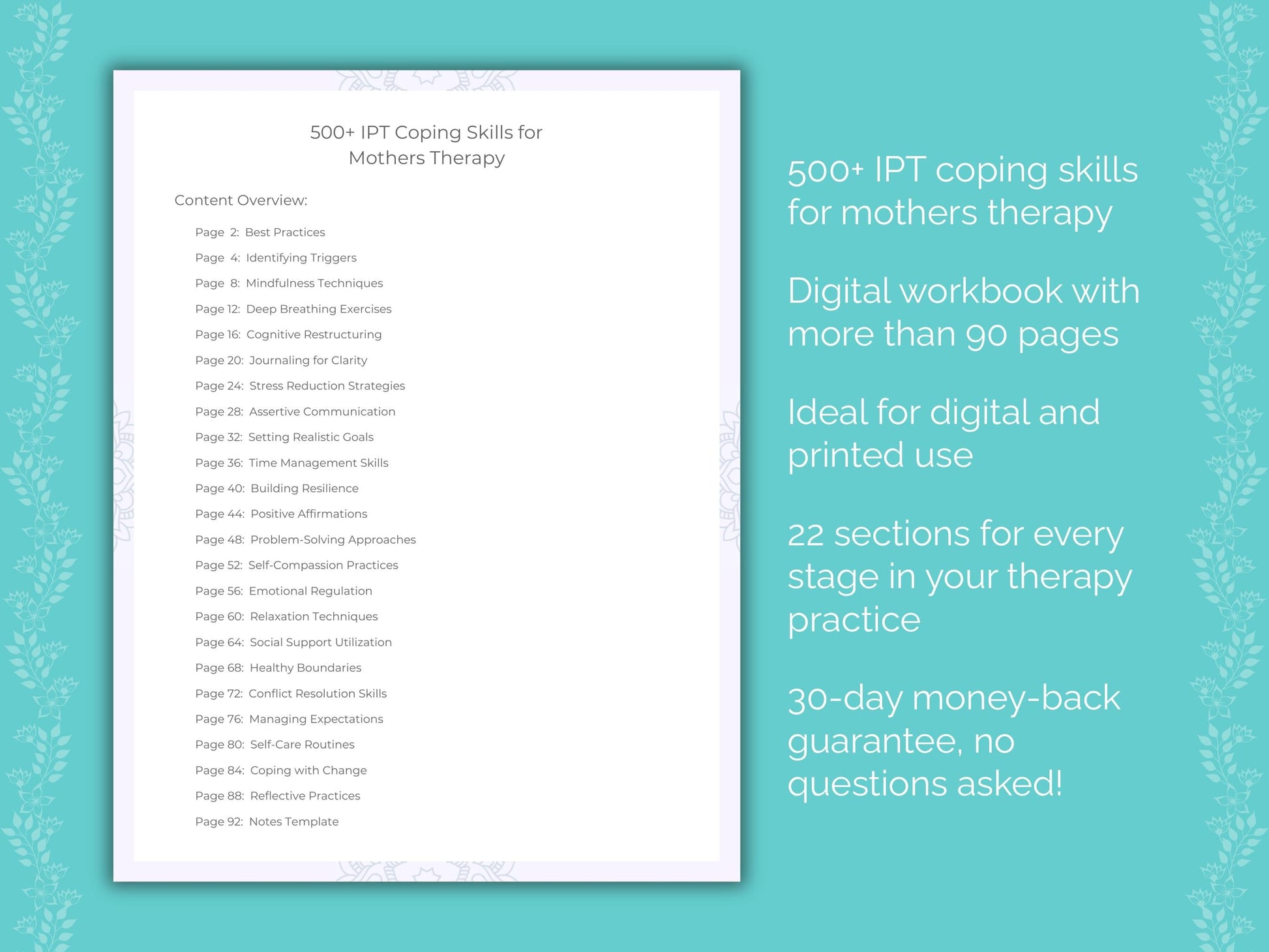 Mothers Interpersonal Therapy (IPT) Therapist Worksheets