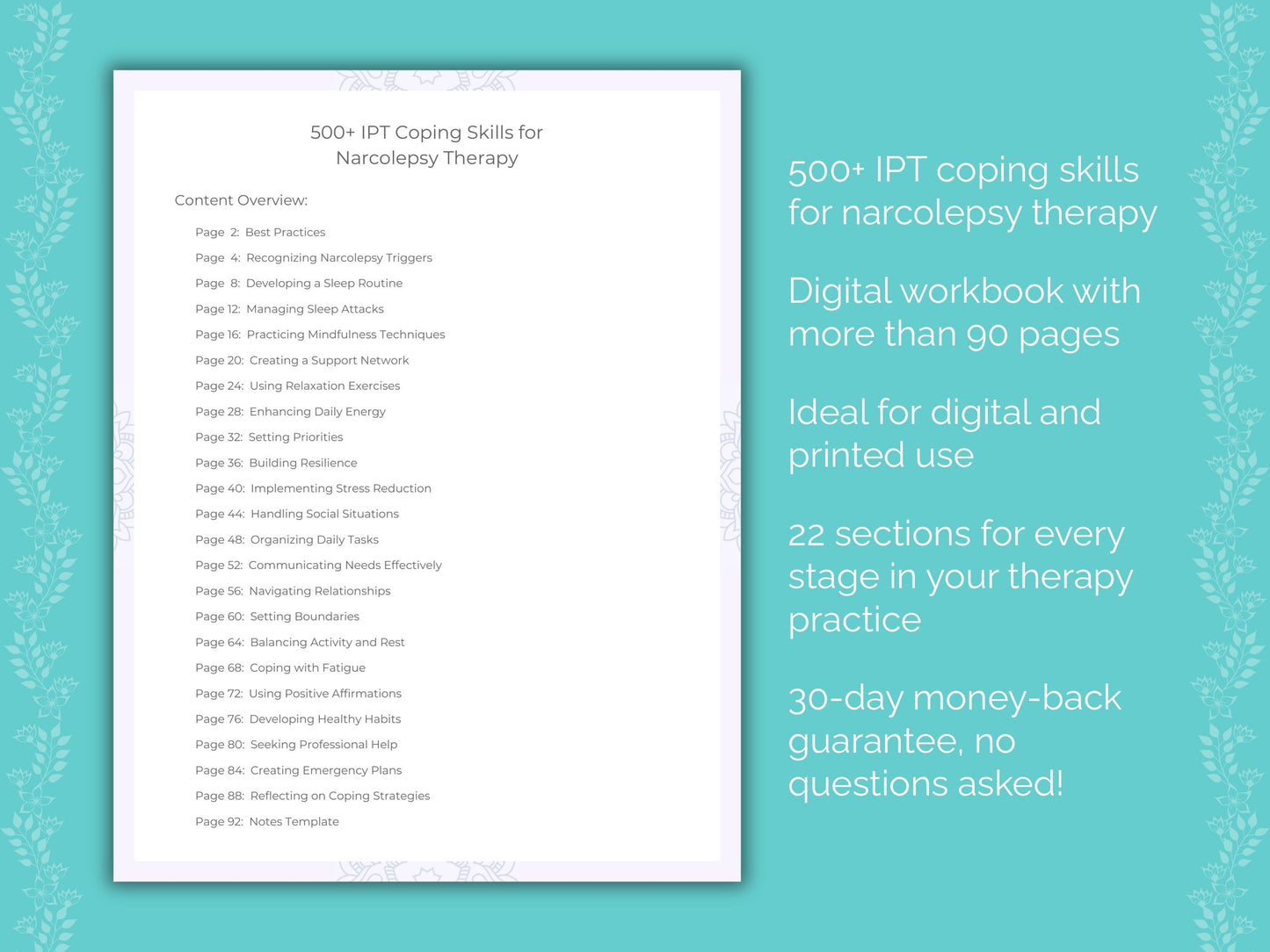 Narcolepsy Interpersonal Therapy (IPT) Therapist Worksheets