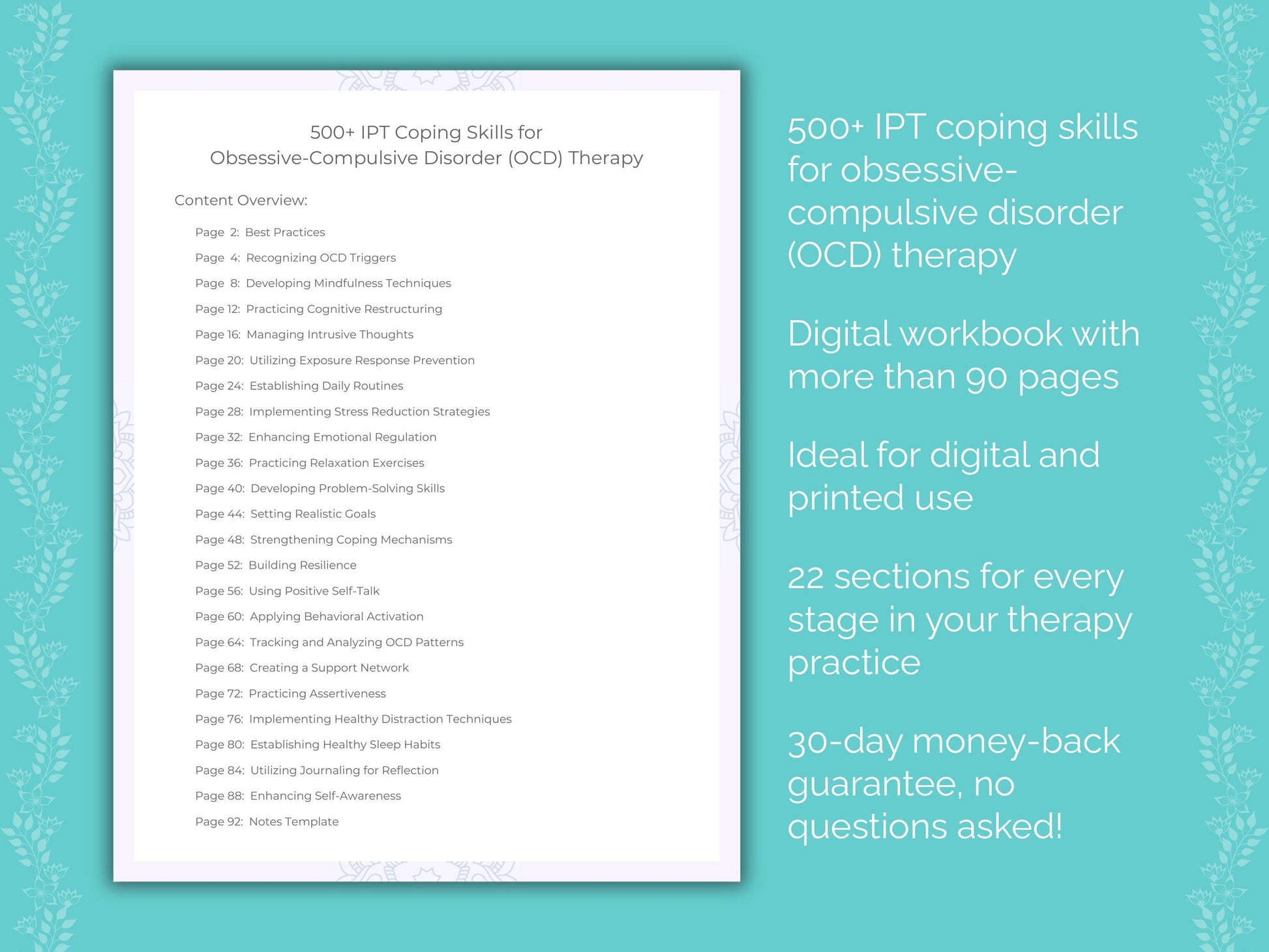 Obsessive-Compulsive Disorder (OCD) Interpersonal Therapy (IPT) Therapist Worksheets