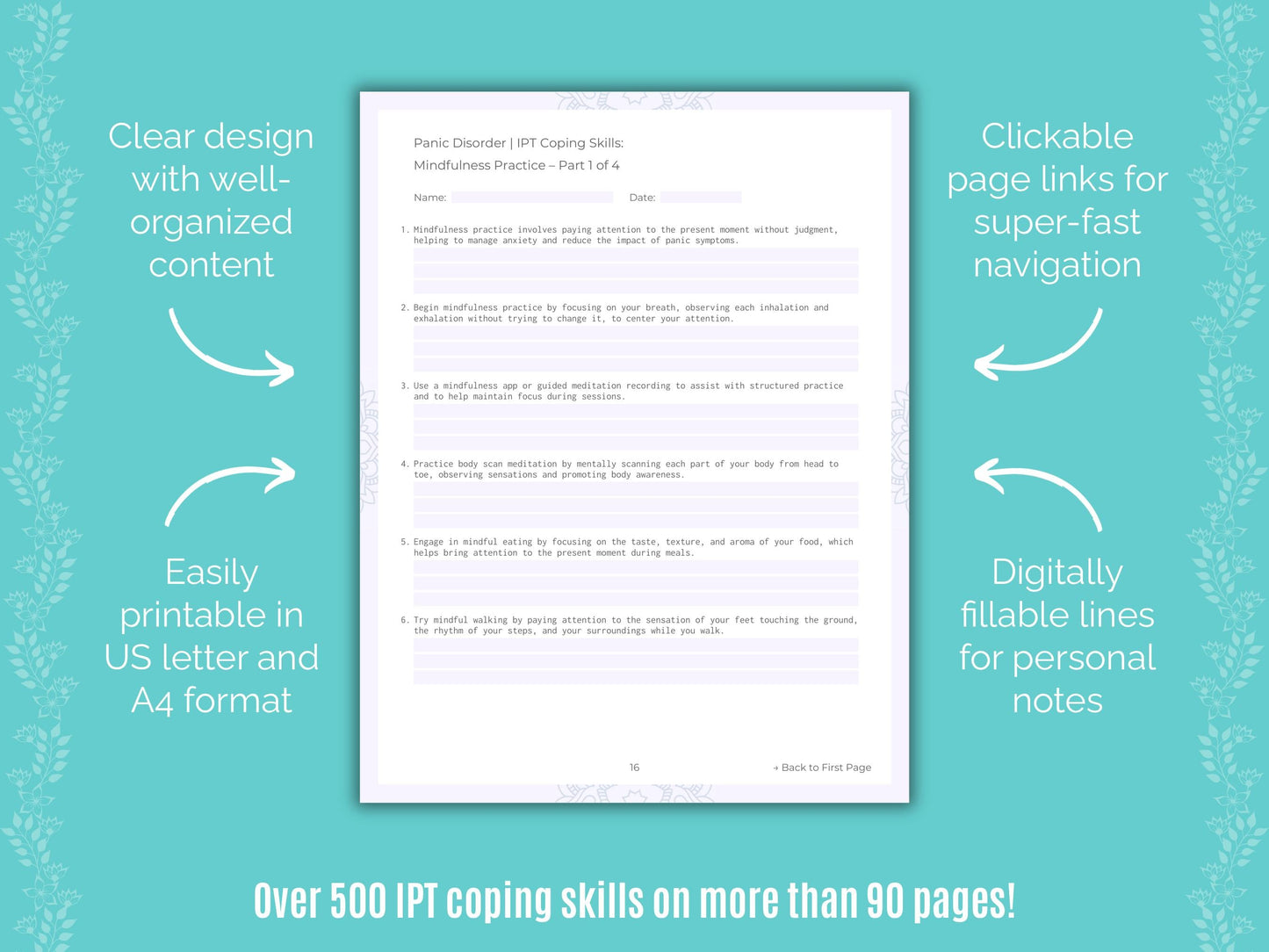 Panic Disorder Interpersonal Therapy (IPT) Counseling Templates