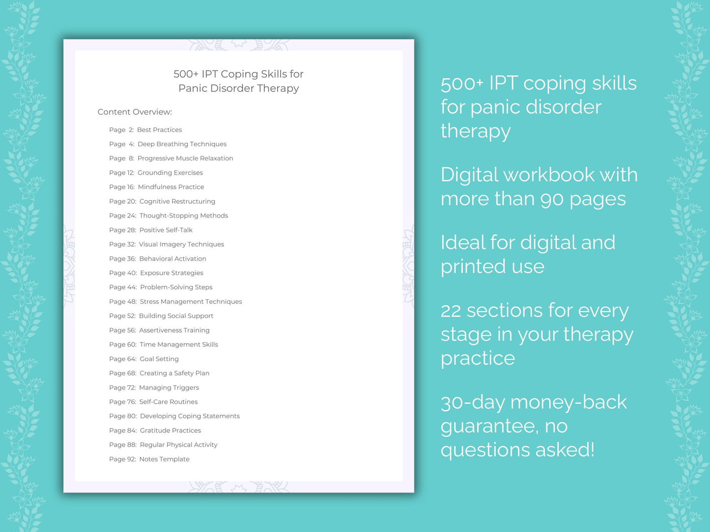 Panic Disorder Interpersonal Therapy (IPT) Therapist Worksheets