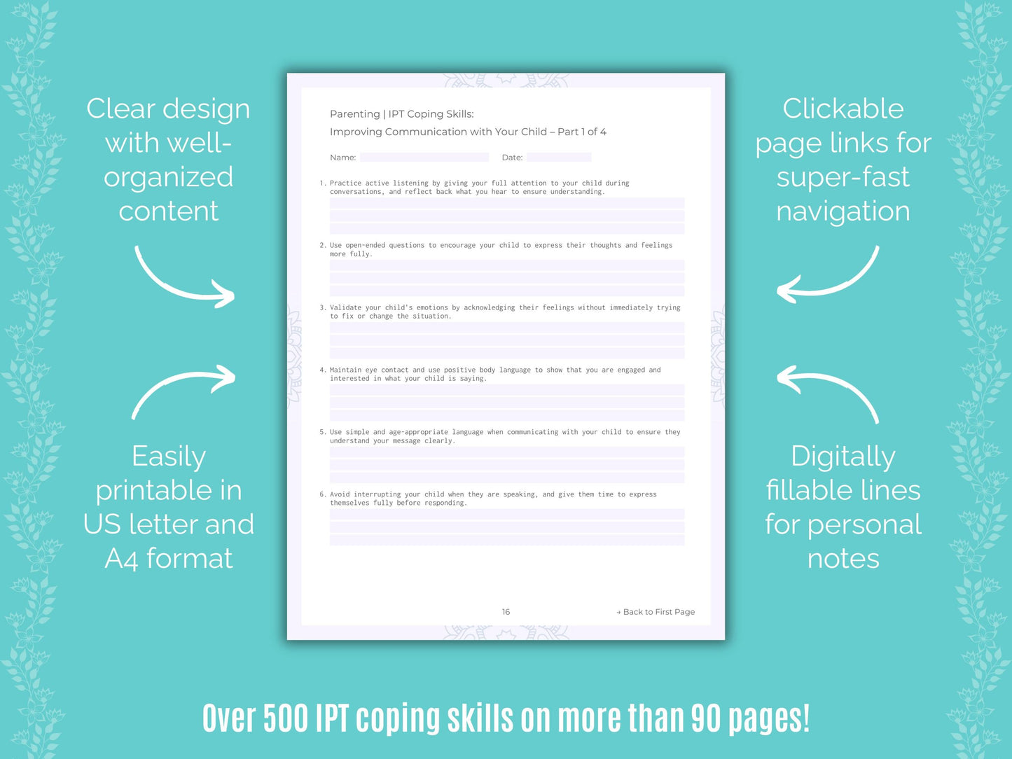 Parenting Interpersonal Therapy (IPT) Counseling Templates