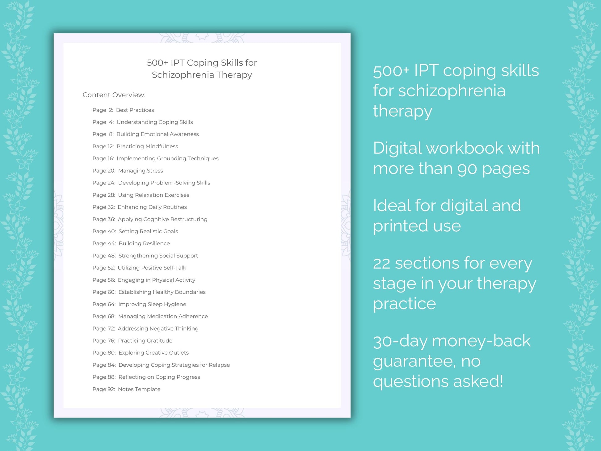 Schizophrenia Interpersonal Therapy (IPT) Therapist Worksheets