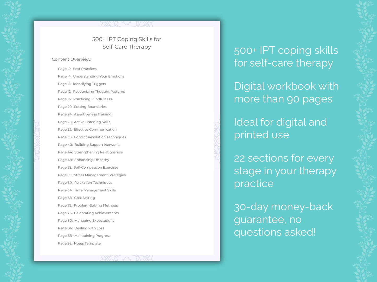 Self-Care Interpersonal Therapy (IPT) Therapist Worksheets