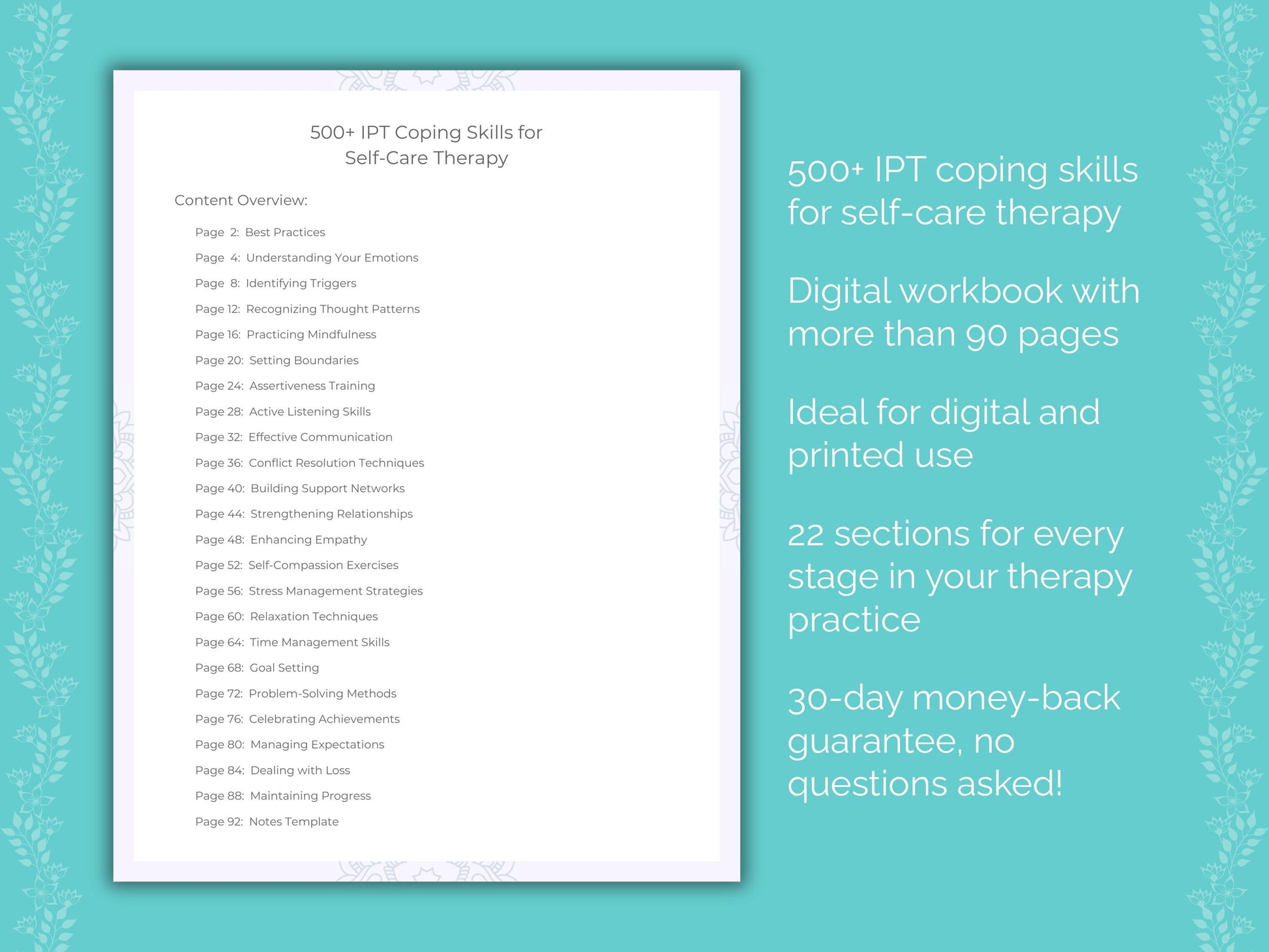 Self-Care Interpersonal Therapy (IPT) Therapist Worksheets