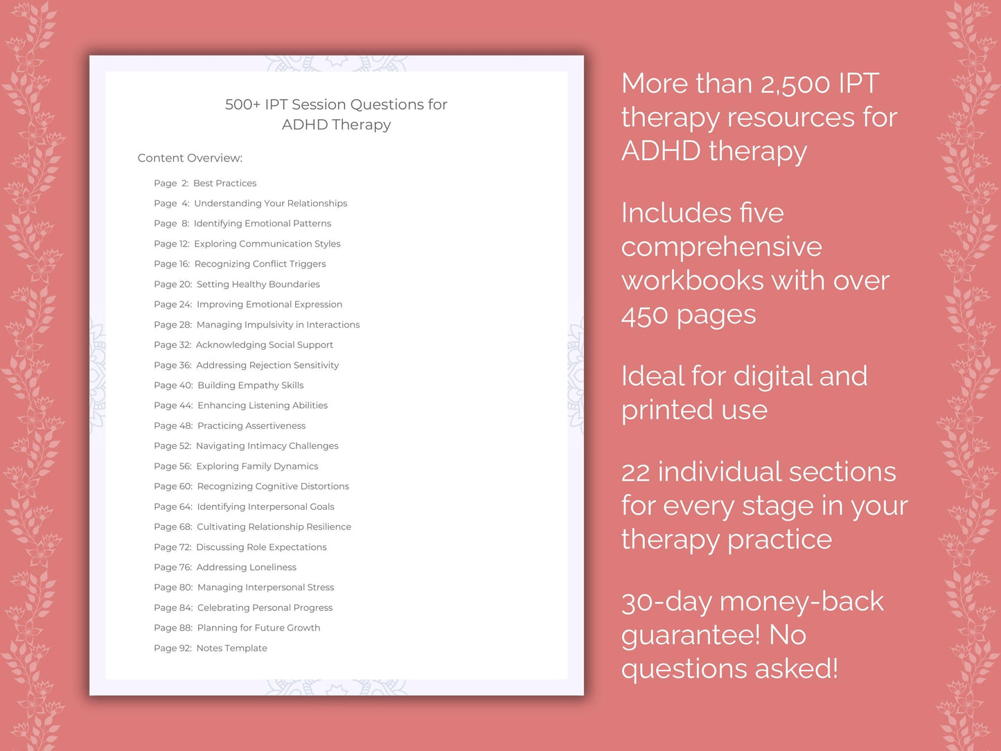 ADHD Interpersonal Therapy (IPT) Therapist Worksheets