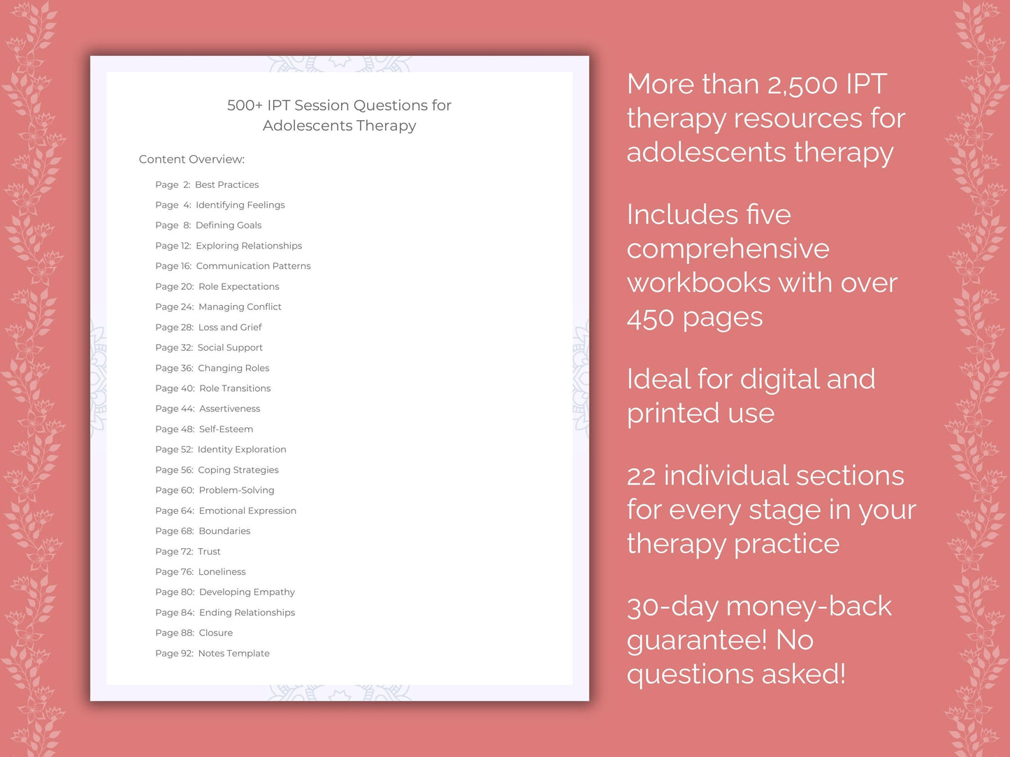 Adolescents Interpersonal Therapy (IPT) Therapist Worksheets