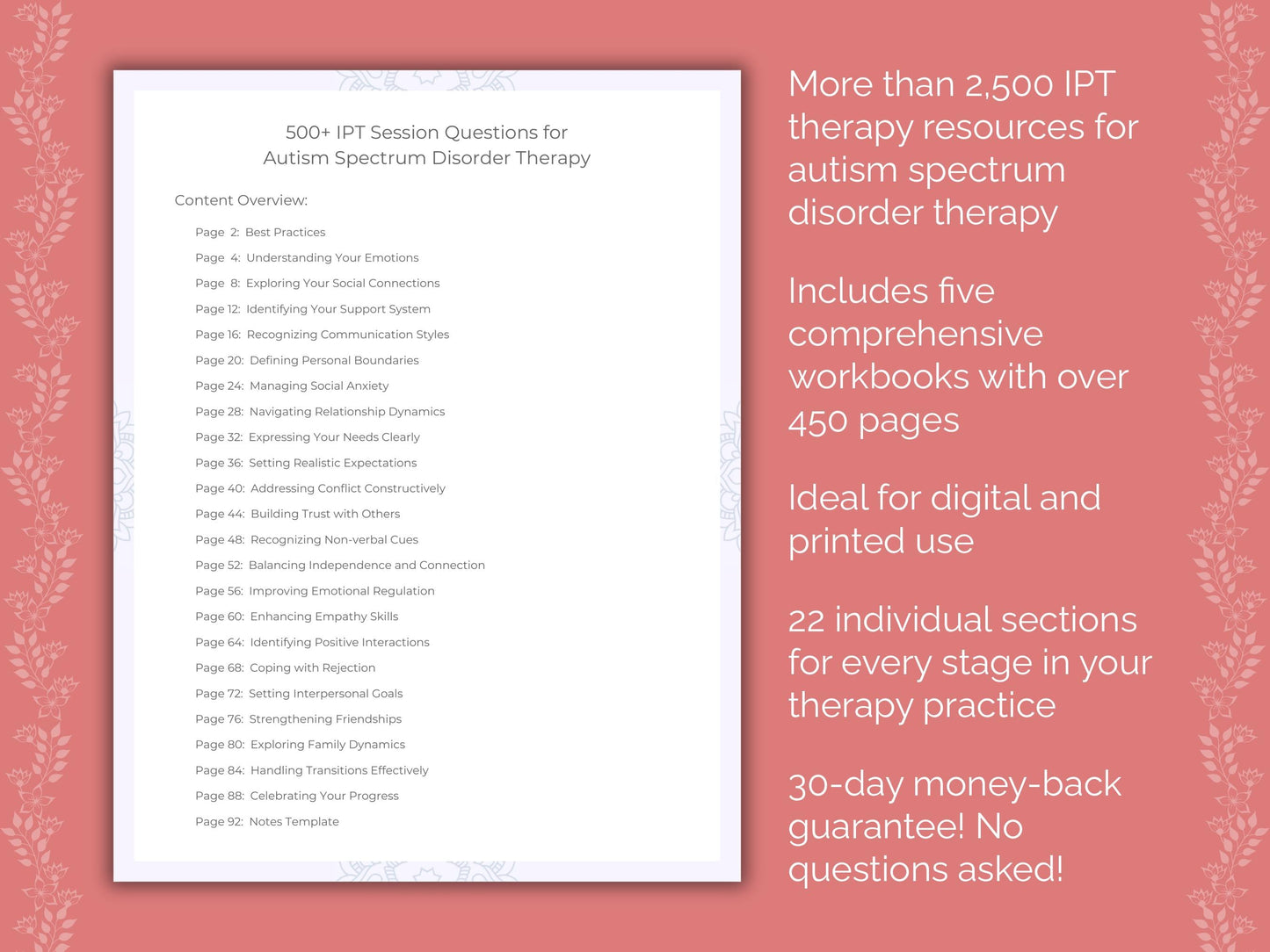 Autism Spectrum Disorder Interpersonal Therapy (IPT) Therapist Worksheets