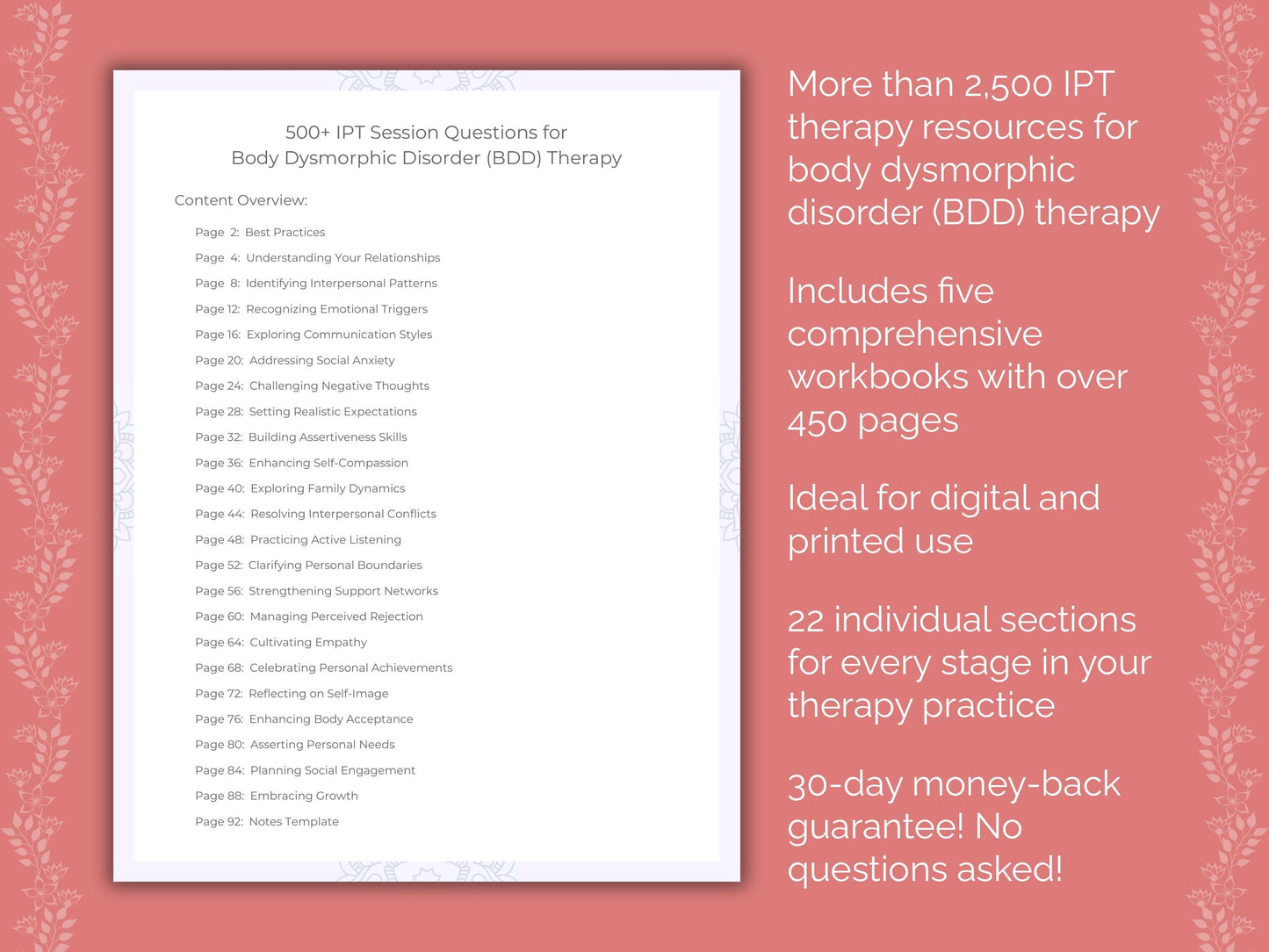 Body Dysmorphic Disorder (BDD) Interpersonal Therapy (IPT) Therapist Worksheets