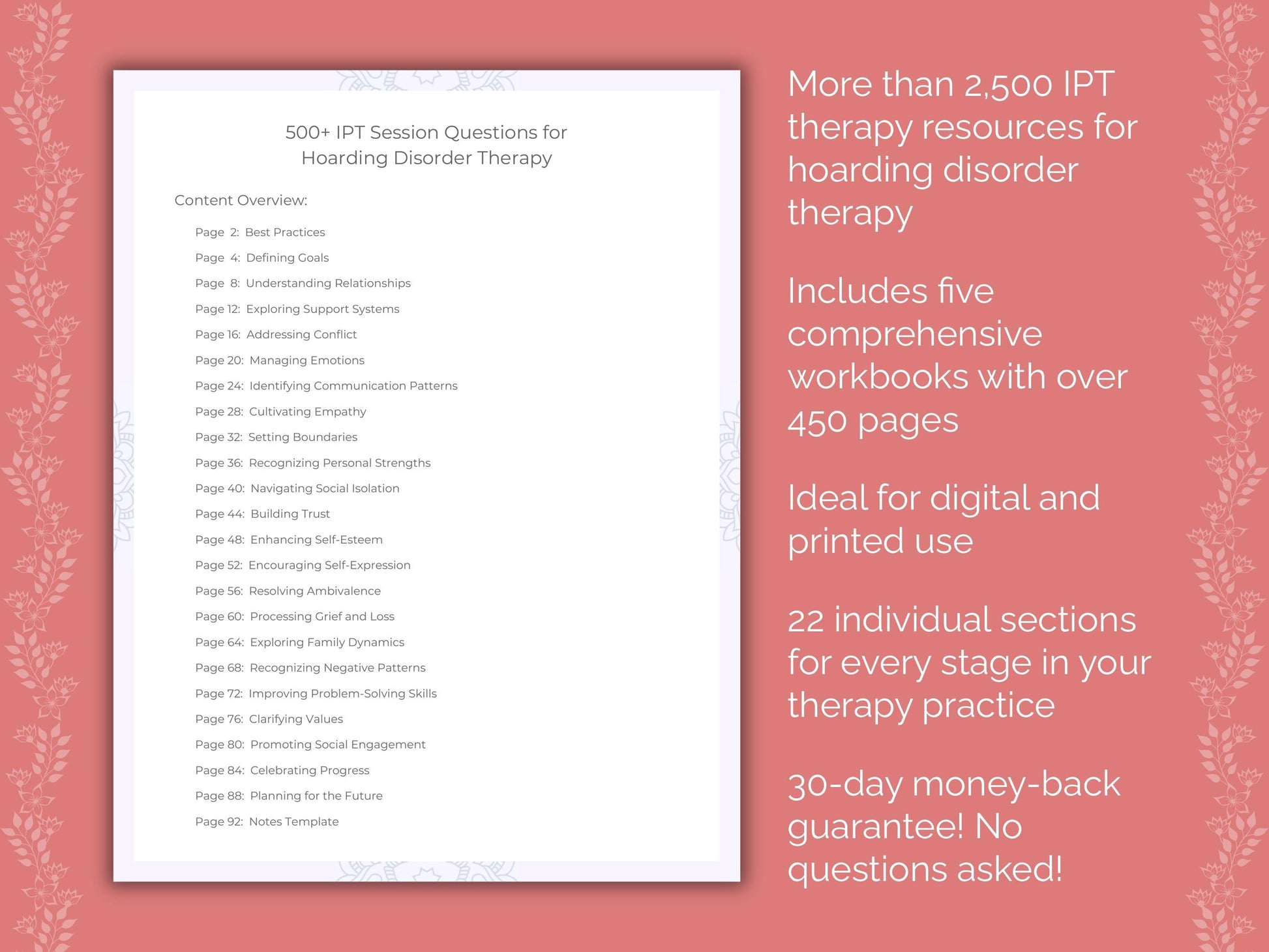 Hoarding Disorder Interpersonal Therapy (IPT) Therapist Worksheets