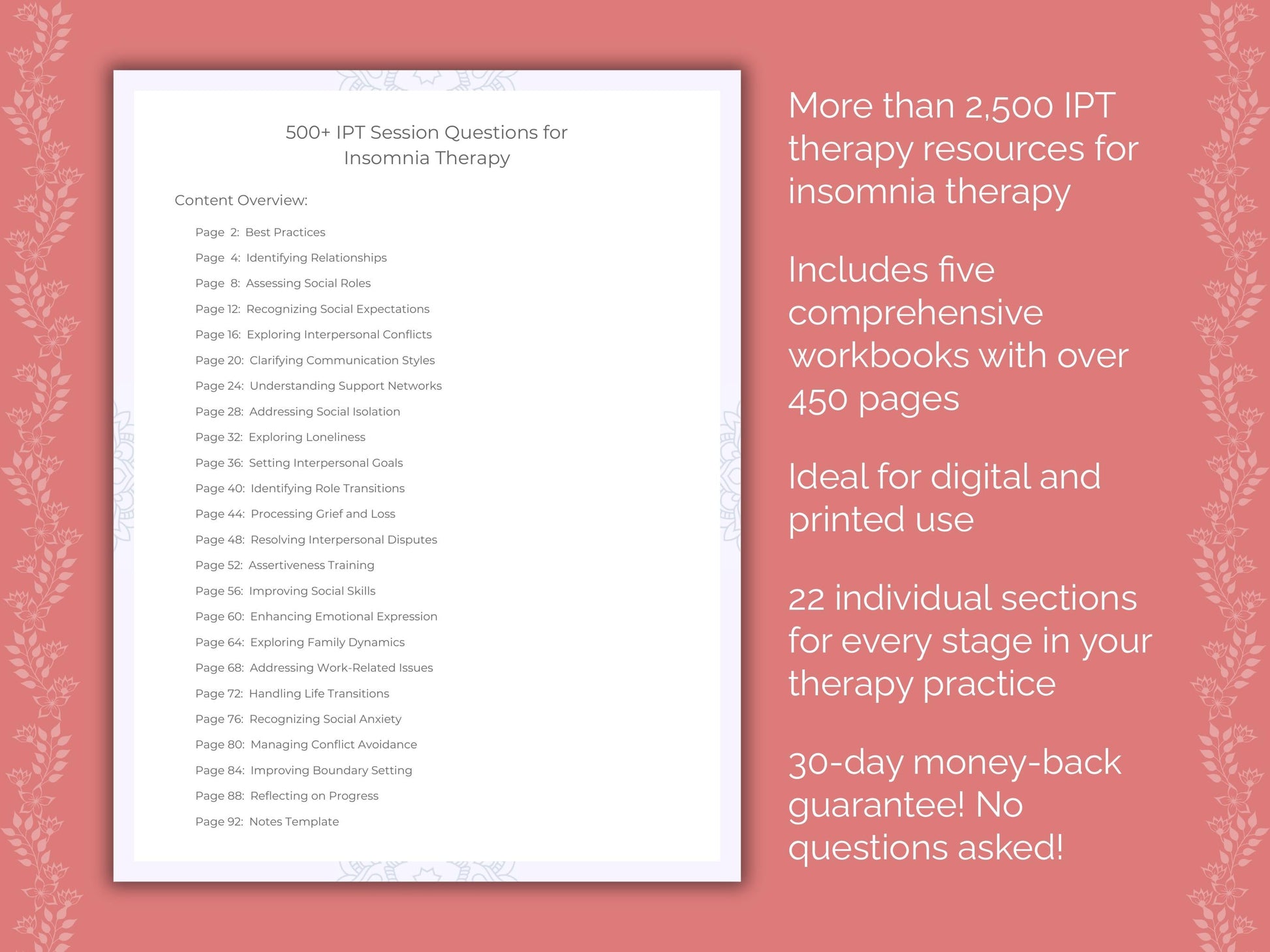 Insomnia Interpersonal Therapy (IPT) Therapist Worksheets