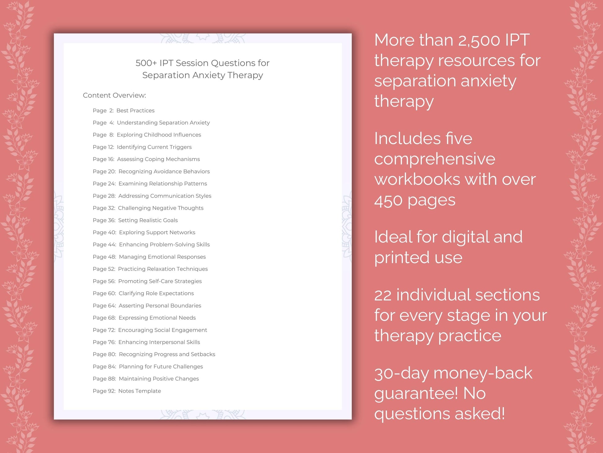 Separation Anxiety Interpersonal Therapy (IPT) Therapist Worksheets