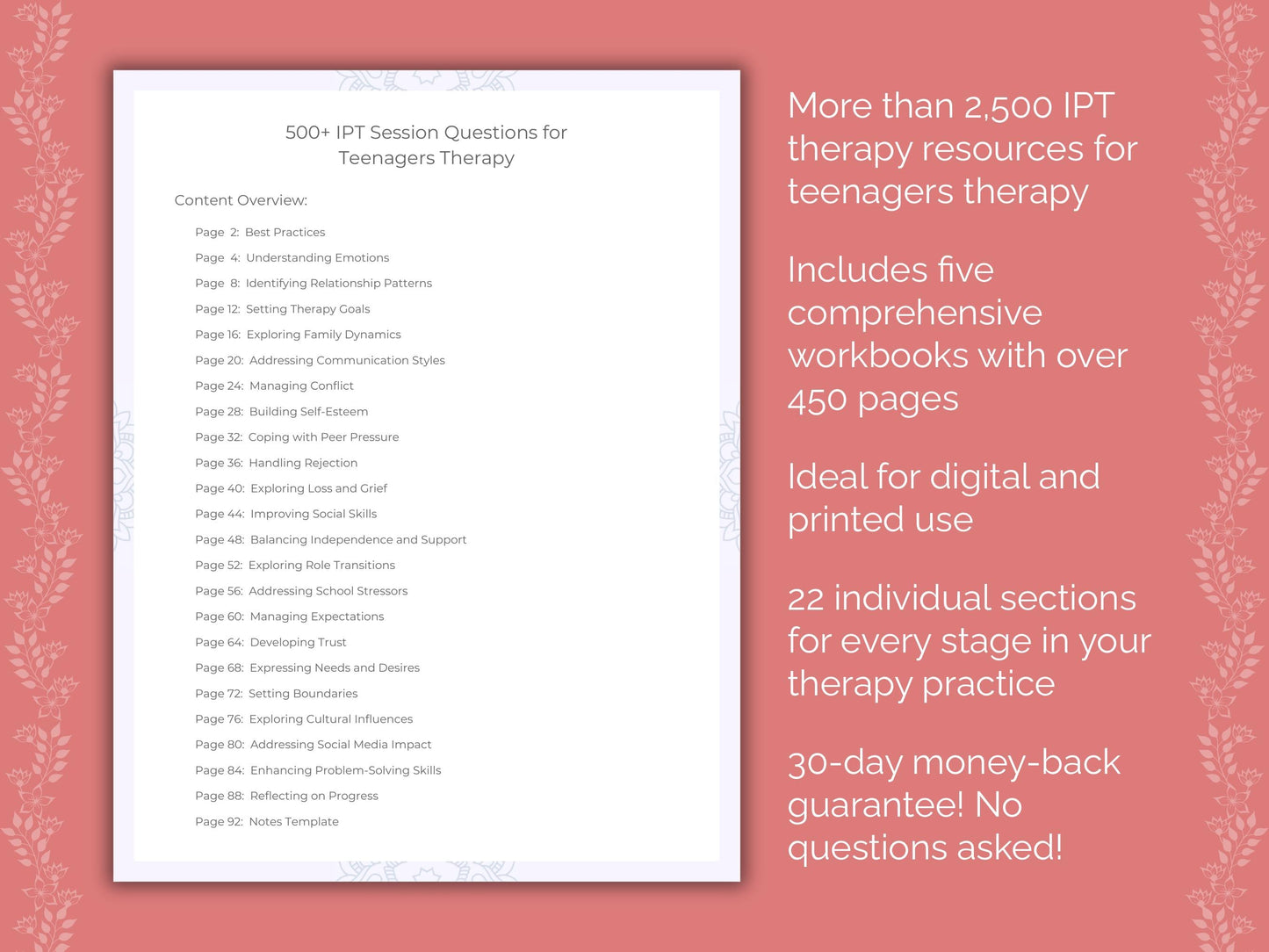 Teenagers Interpersonal Therapy (IPT) Therapist Worksheets