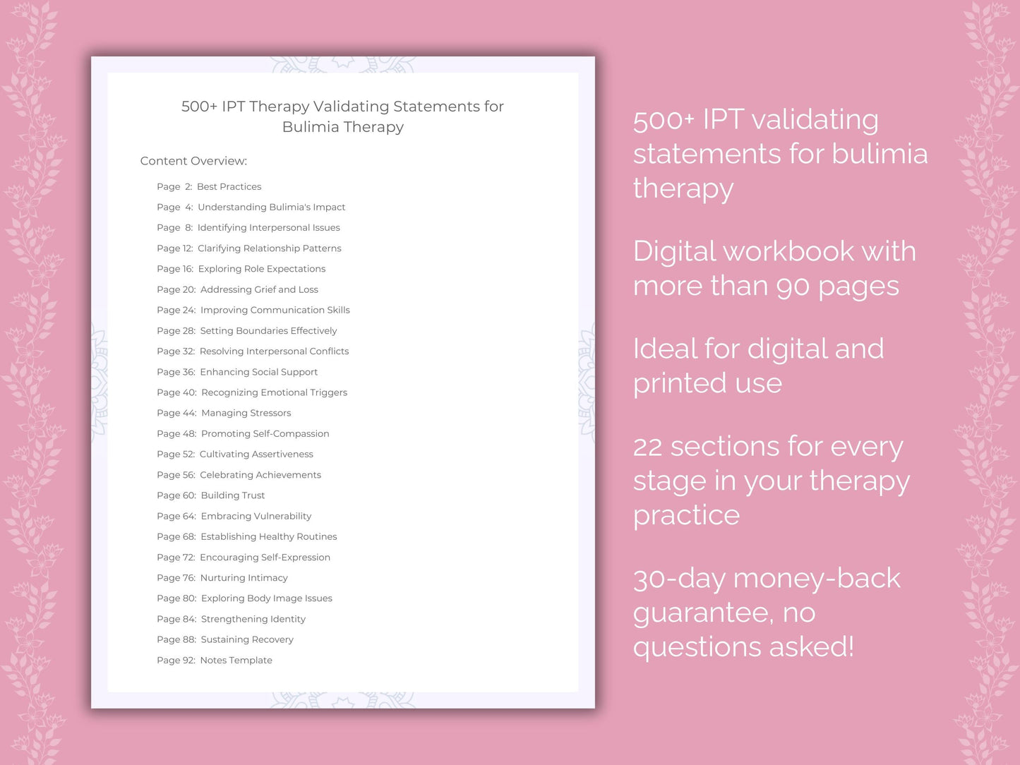 Bulimia Interpersonal Therapy (IPT) Therapist Worksheets