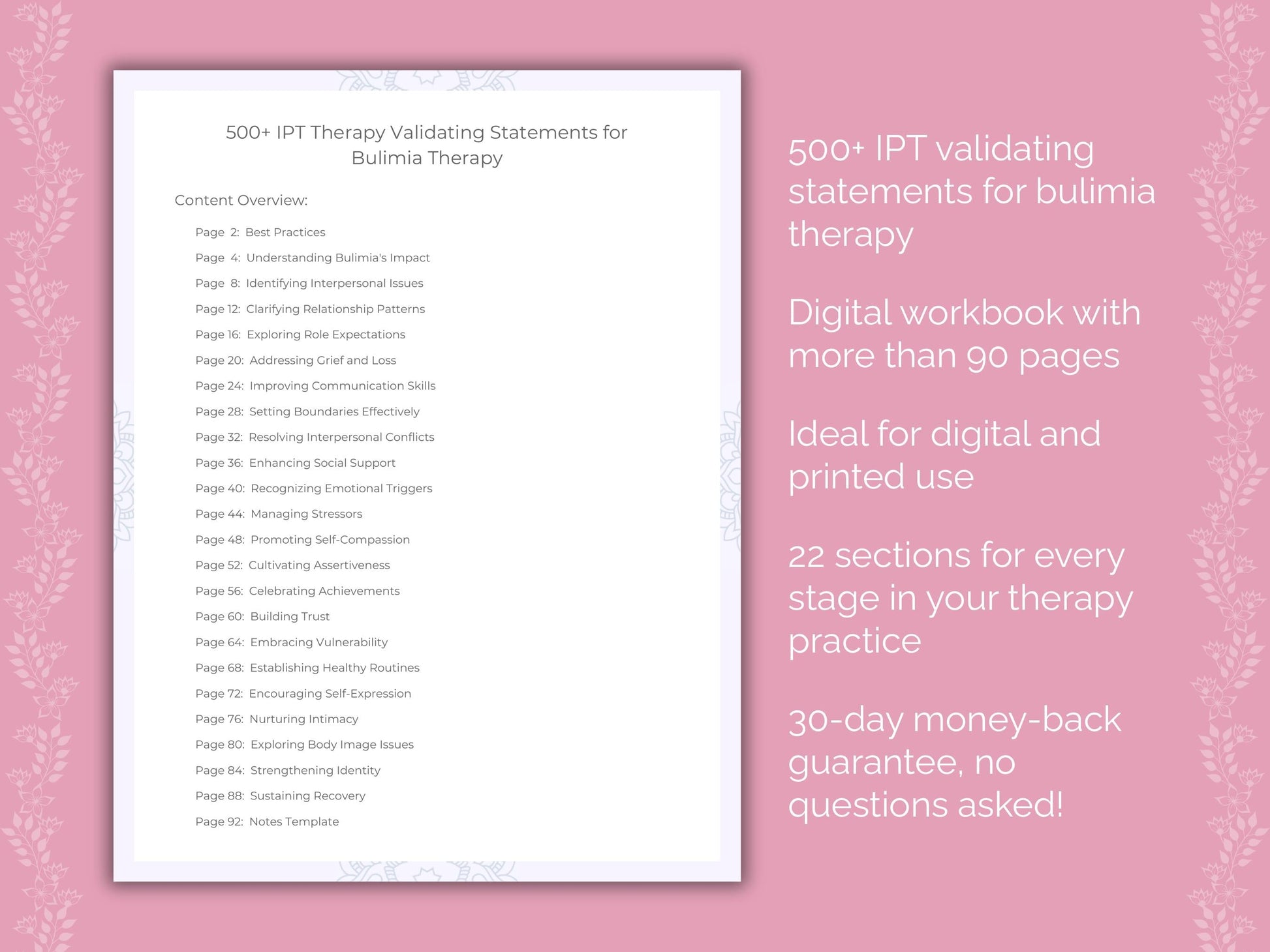 Bulimia Interpersonal Therapy (IPT) Therapist Worksheets