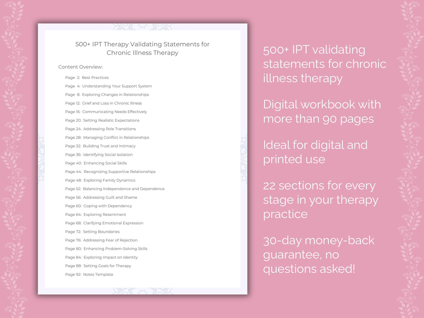 Chronic Illness Interpersonal Therapy (IPT) Therapist Worksheets