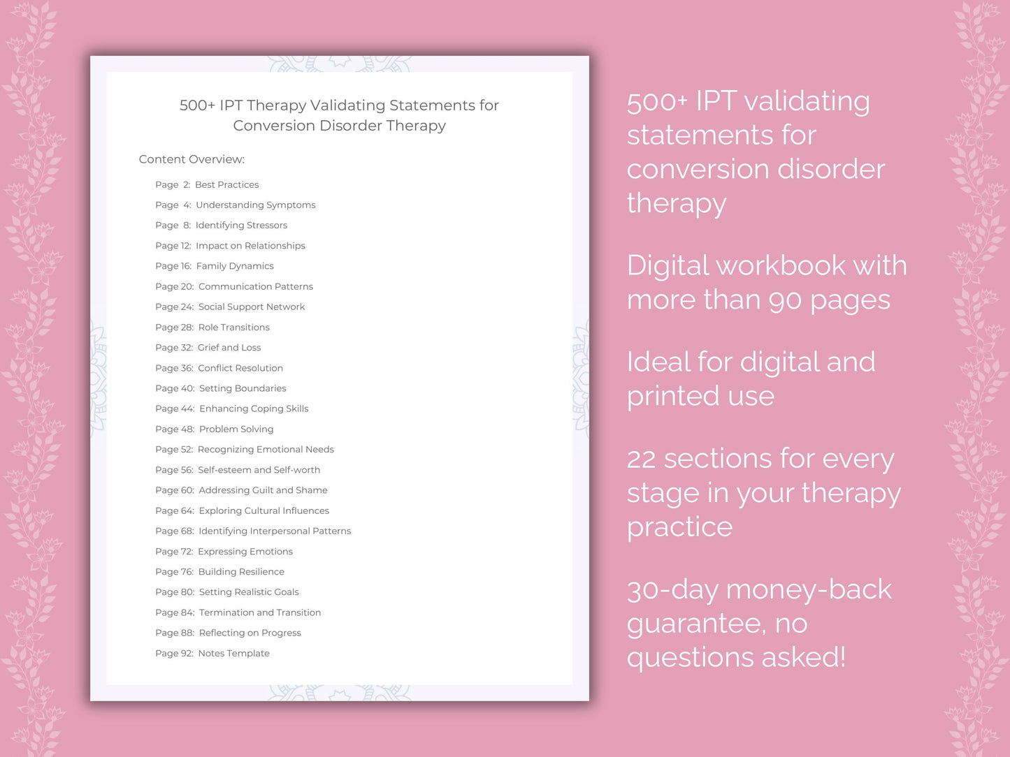 Conversion Disorder Interpersonal Therapy (IPT) Therapist Worksheets