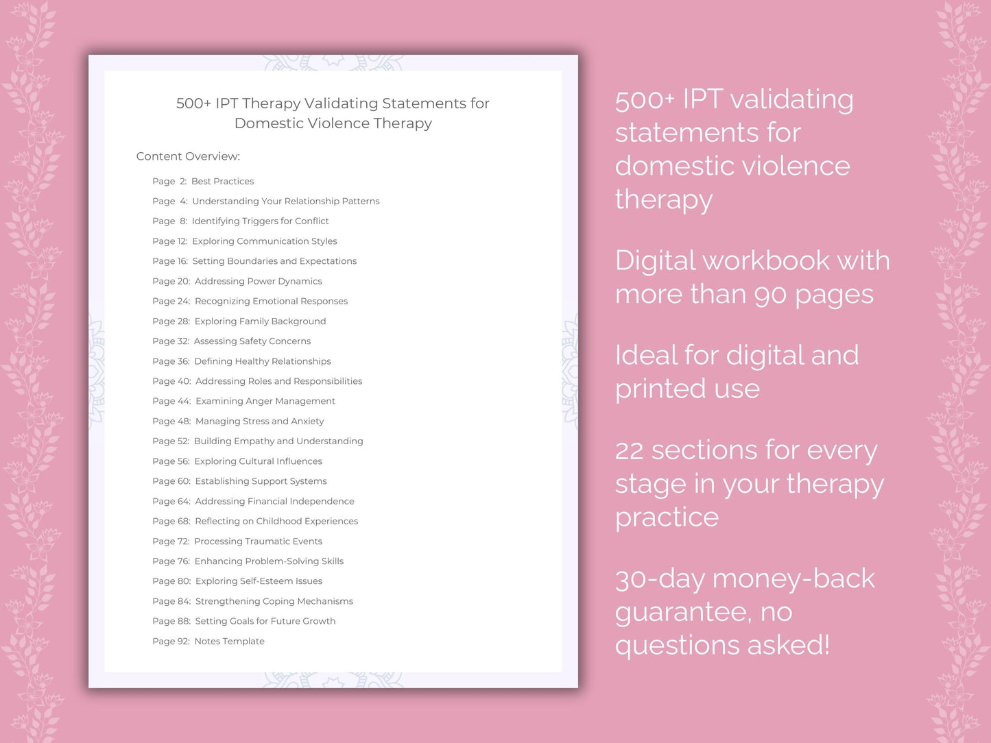 Domestic Violence Interpersonal Therapy (IPT) Therapist Worksheets