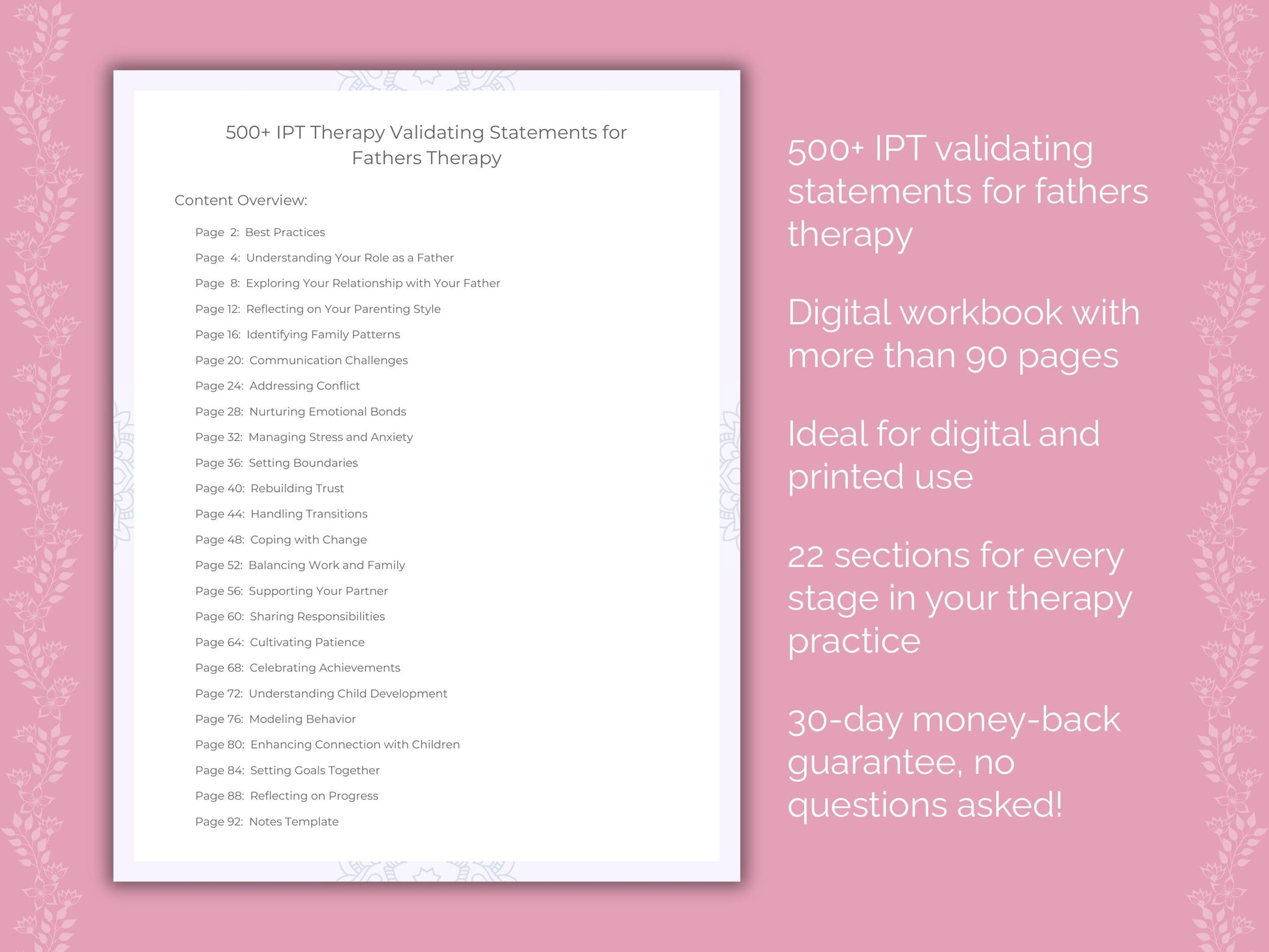 Fathers Interpersonal Therapy (IPT) Therapist Worksheets