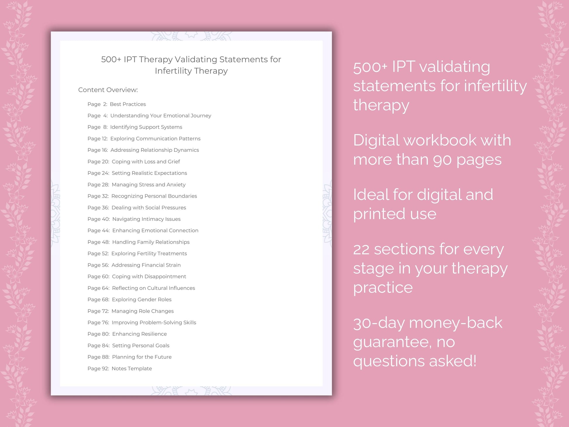 Infertility Interpersonal Therapy (IPT) Therapist Worksheets