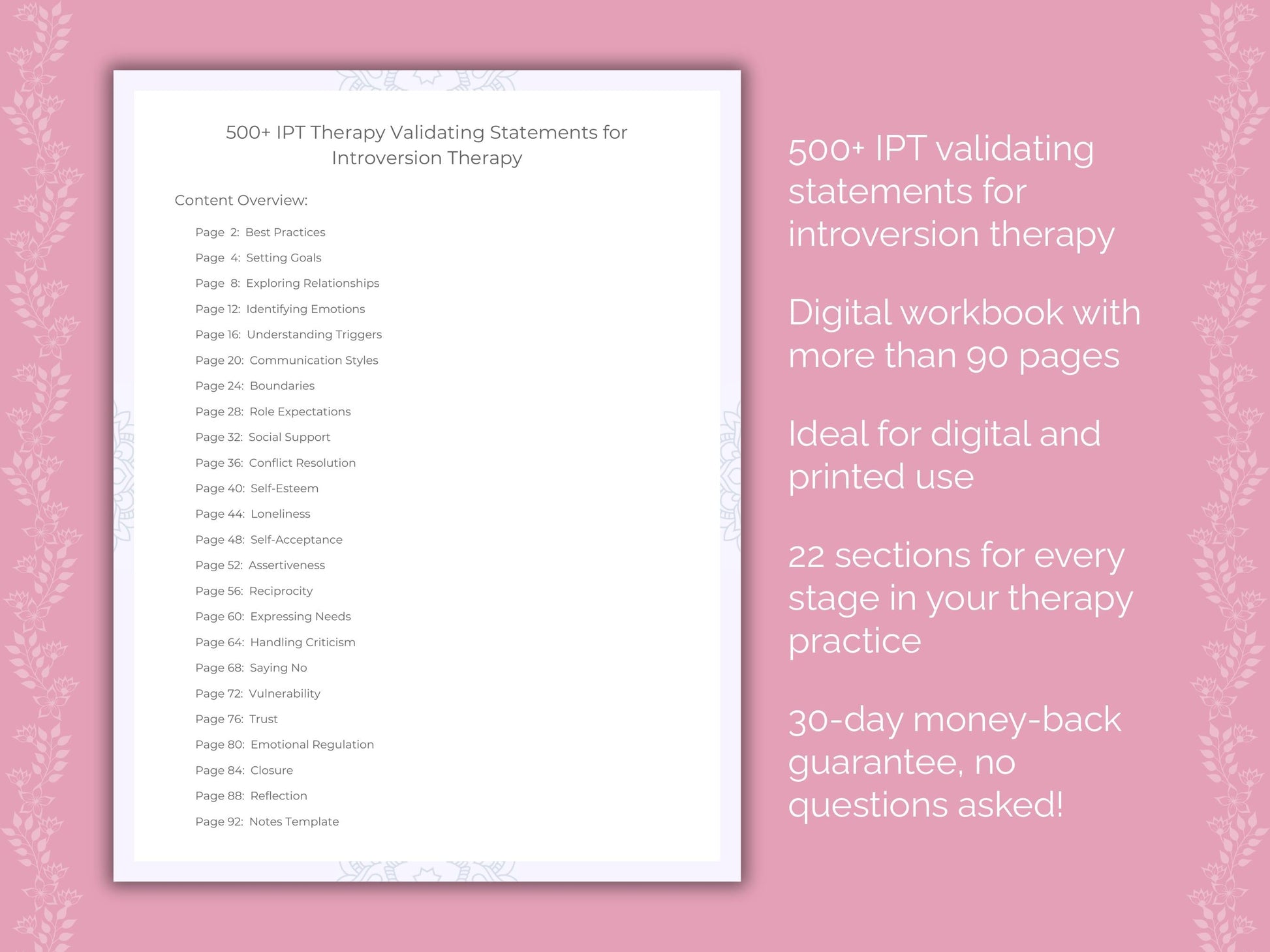 Introversion Interpersonal Therapy (IPT) Therapist Worksheets