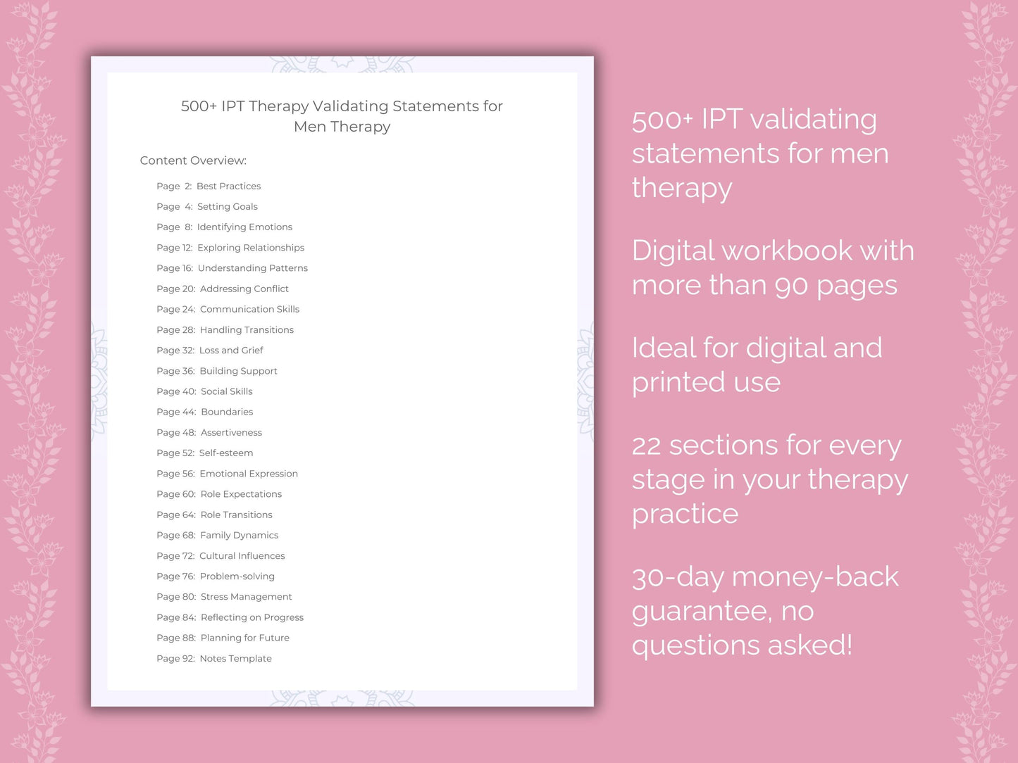 Men Interpersonal Therapy (IPT) Therapist Worksheets