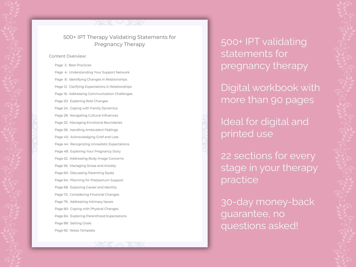 Pregnancy Interpersonal Therapy (IPT) Therapist Worksheets