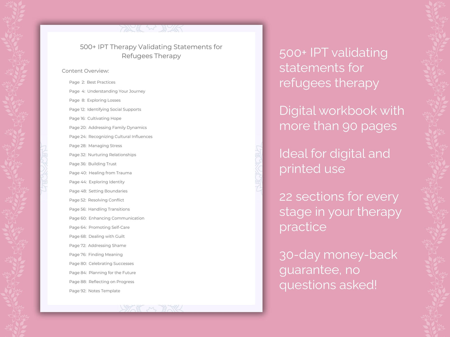 Refugees Interpersonal Therapy (IPT) Therapist Worksheets