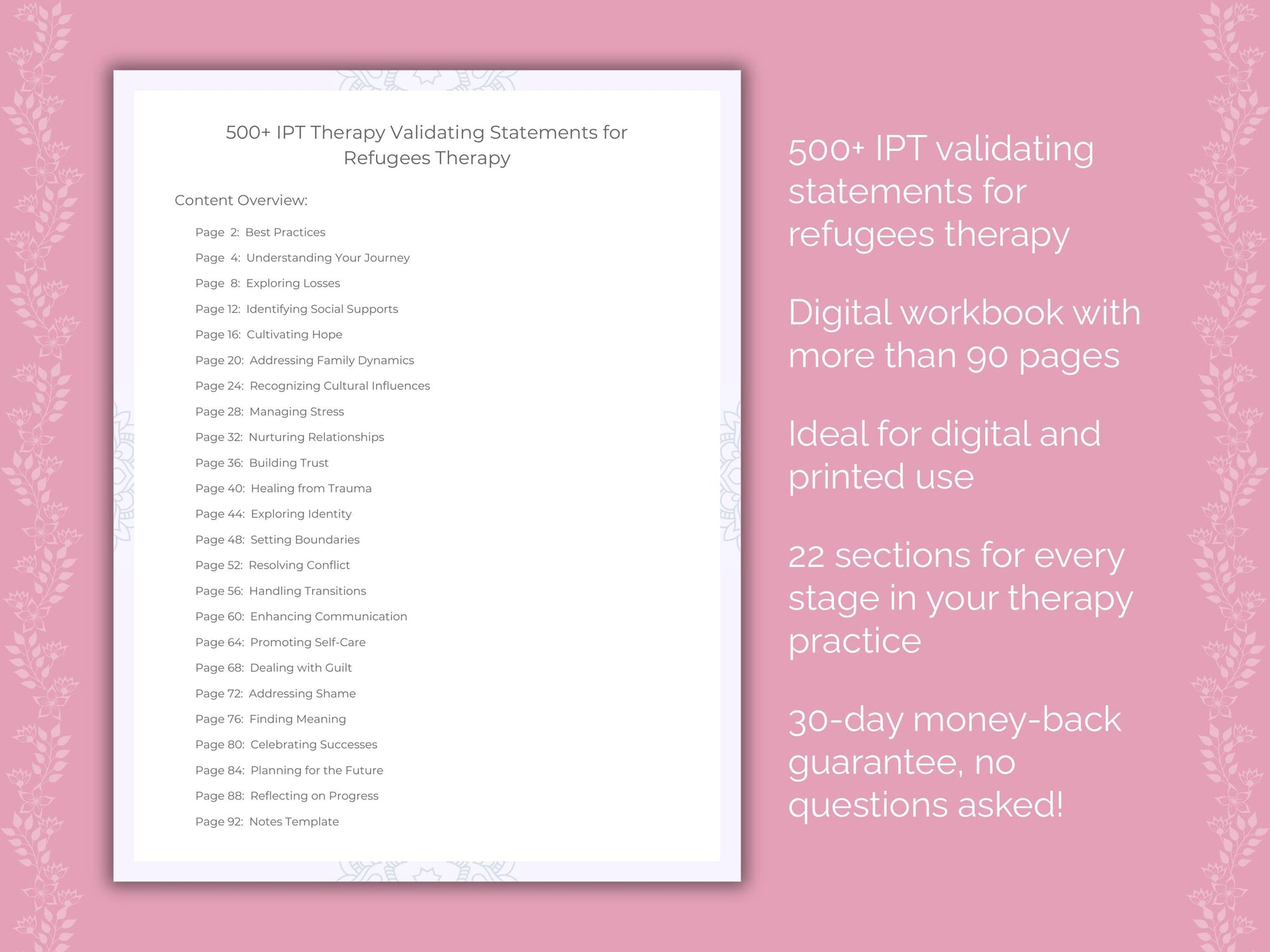 Refugees Interpersonal Therapy (IPT) Therapist Worksheets
