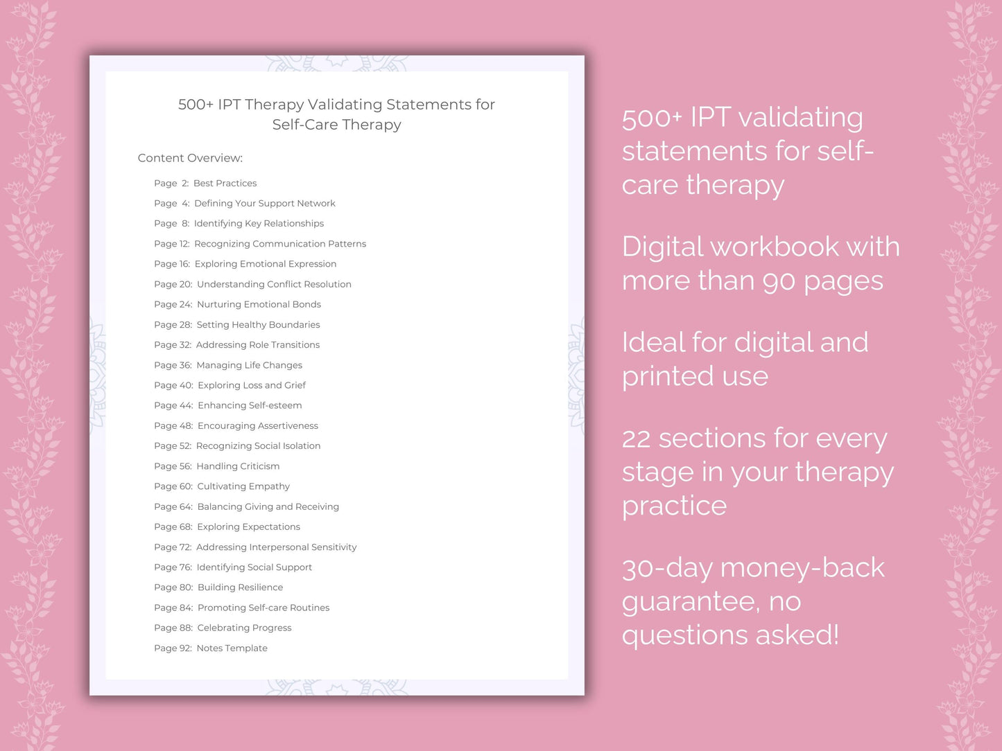 Self-Care Interpersonal Therapy (IPT) Therapist Worksheets