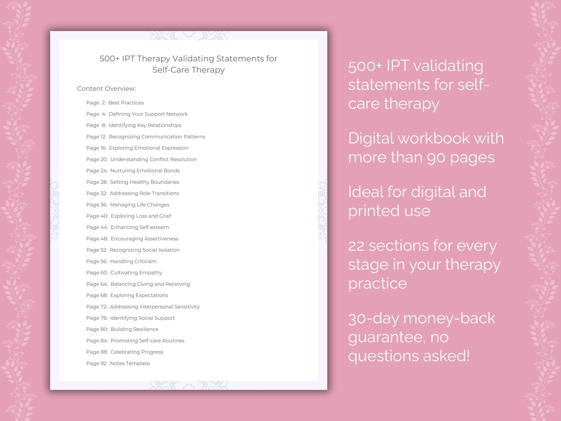 Self-Care Interpersonal Therapy (IPT) Therapist Worksheets