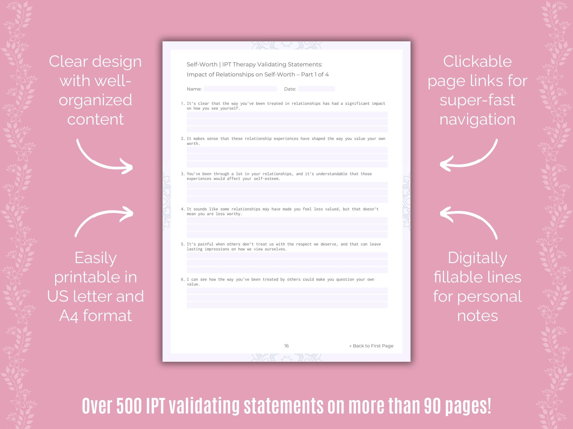 Self-Worth Interpersonal Therapy (IPT) Counseling Templates