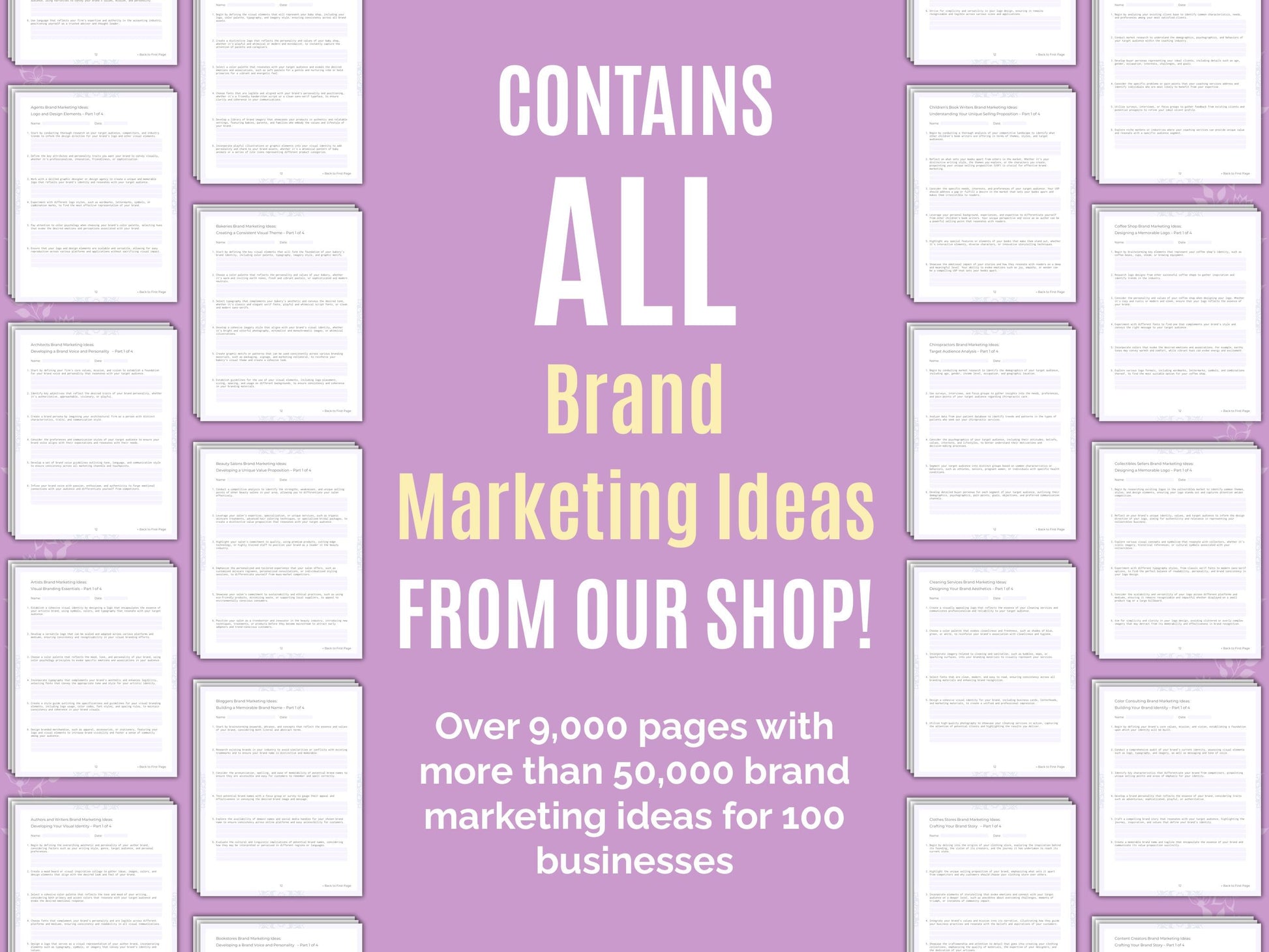 Brand Marketing Ideas Worksheets