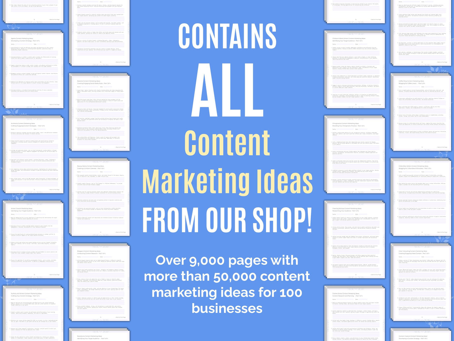 Content Marketing Ideas Worksheets