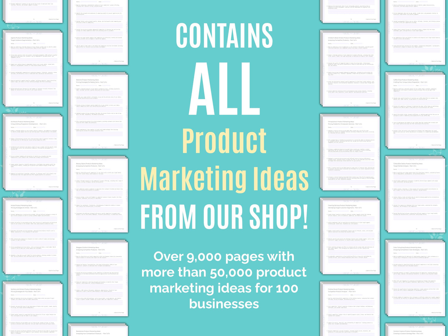 Product Marketing Ideas Worksheets