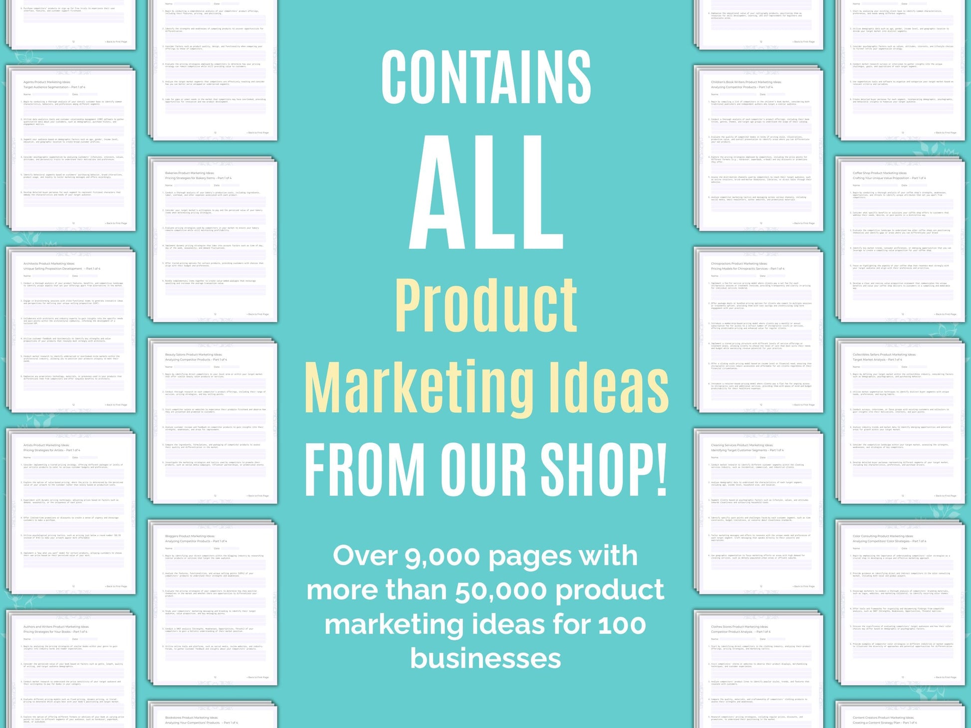 Product Marketing Ideas Worksheets