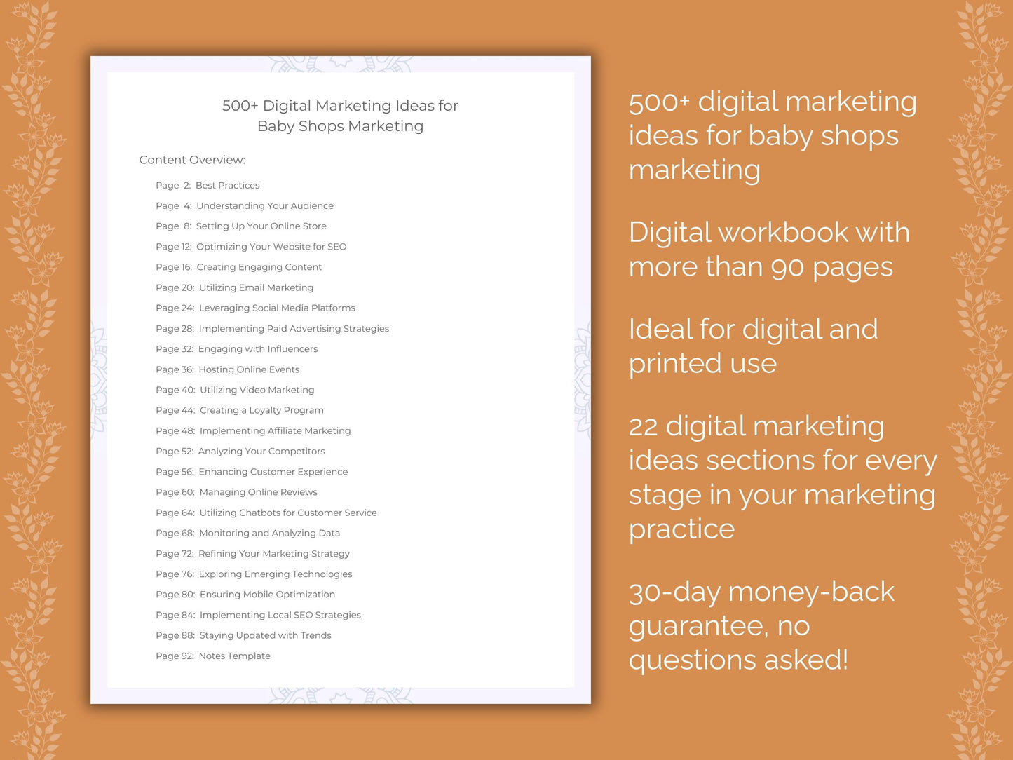 Baby Shops Marketing Worksheets