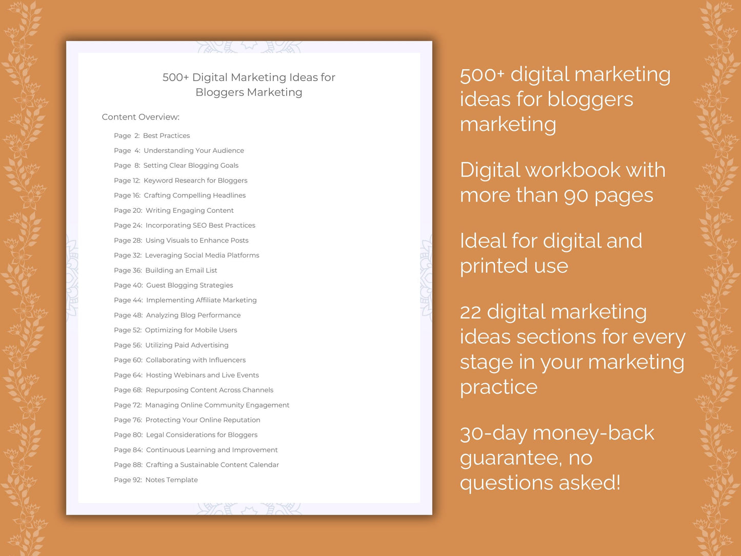 Bloggers Marketing Worksheets