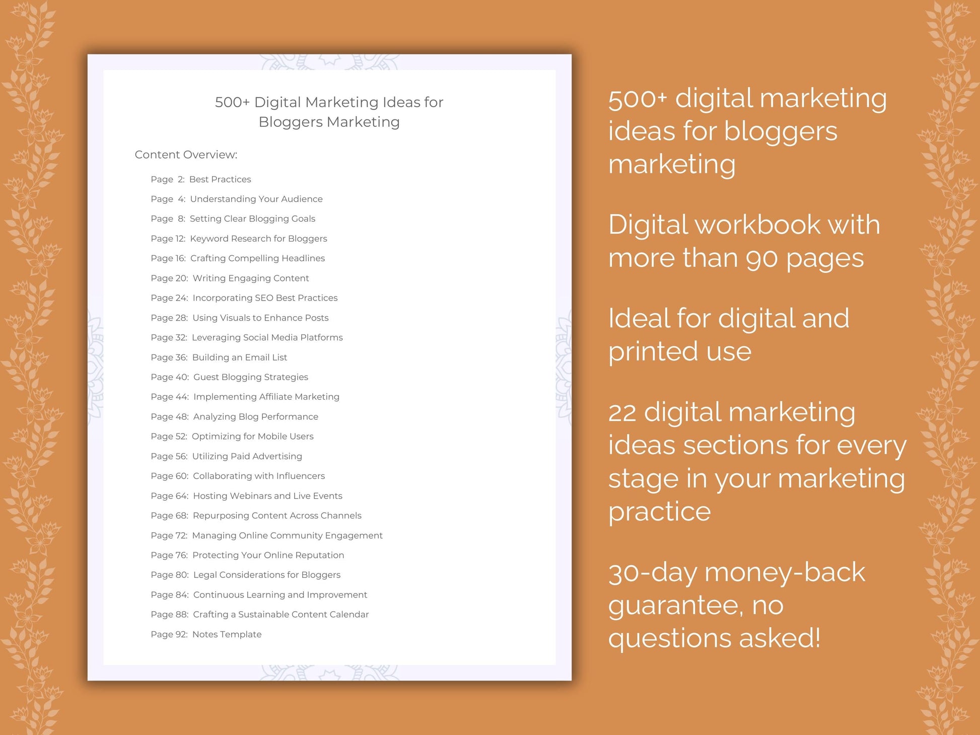 Bloggers Marketing Worksheets