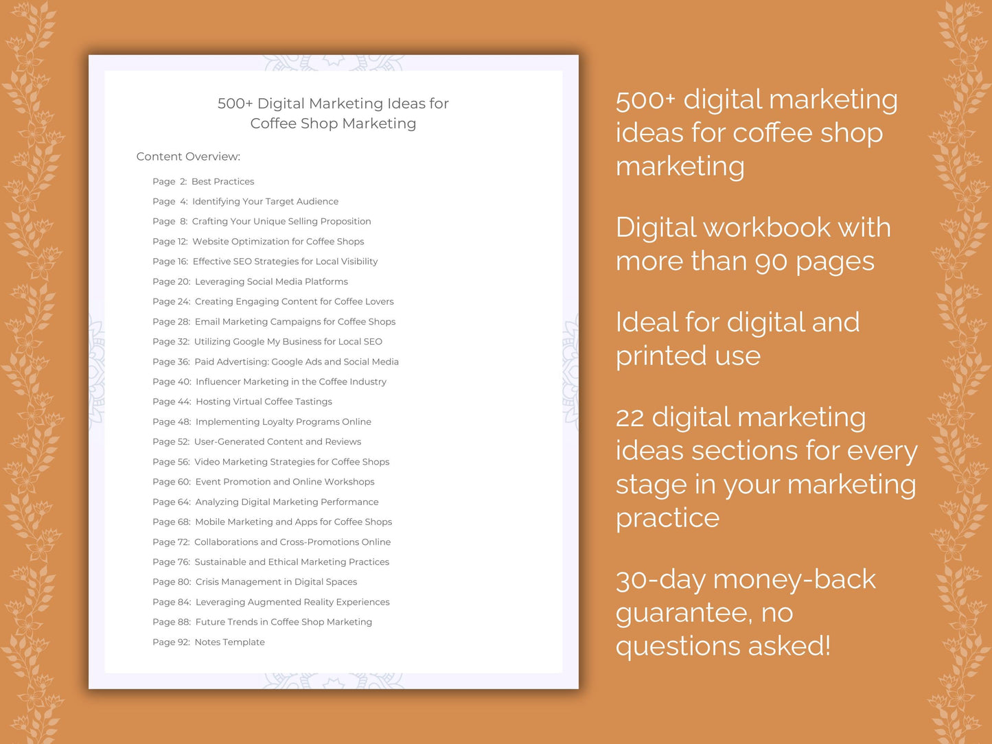 Coffee Shop Marketing Worksheets