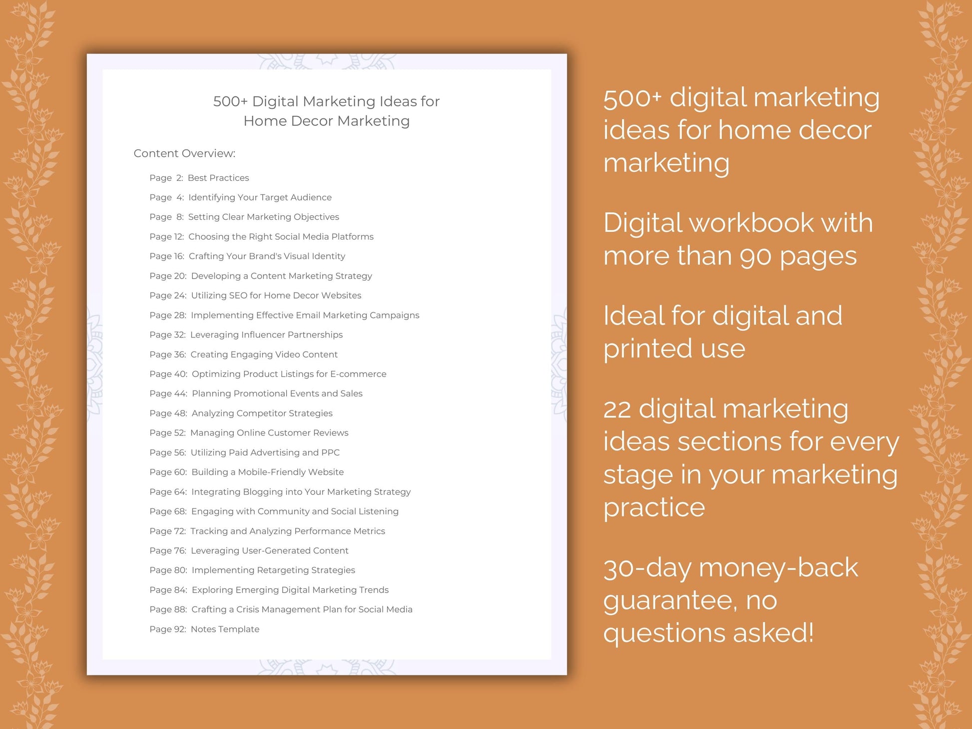 Home Decor Marketing Worksheets