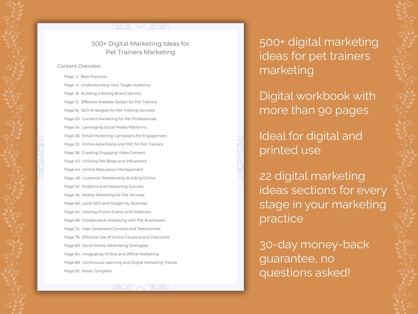 Pet Trainers Marketing Worksheets