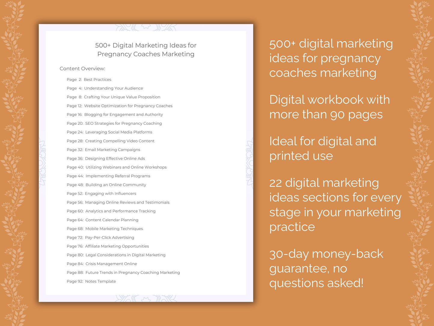 Pregnancy Coaches Marketing Worksheets